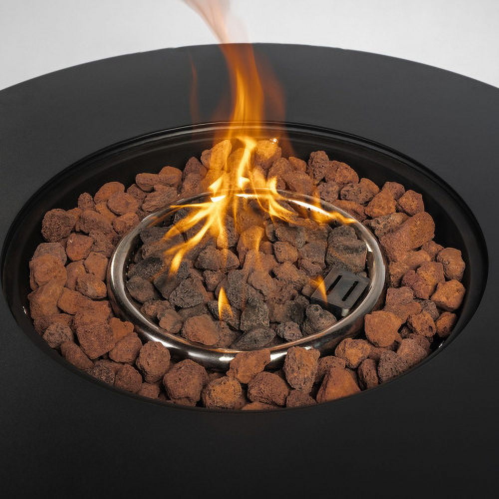 POVANLI 30 in Propane Gas Fire Pit Table, 50000 BTU Round Steel Outdoor Fireplace for Patio and Garden (Black, 30 in) dzrv2