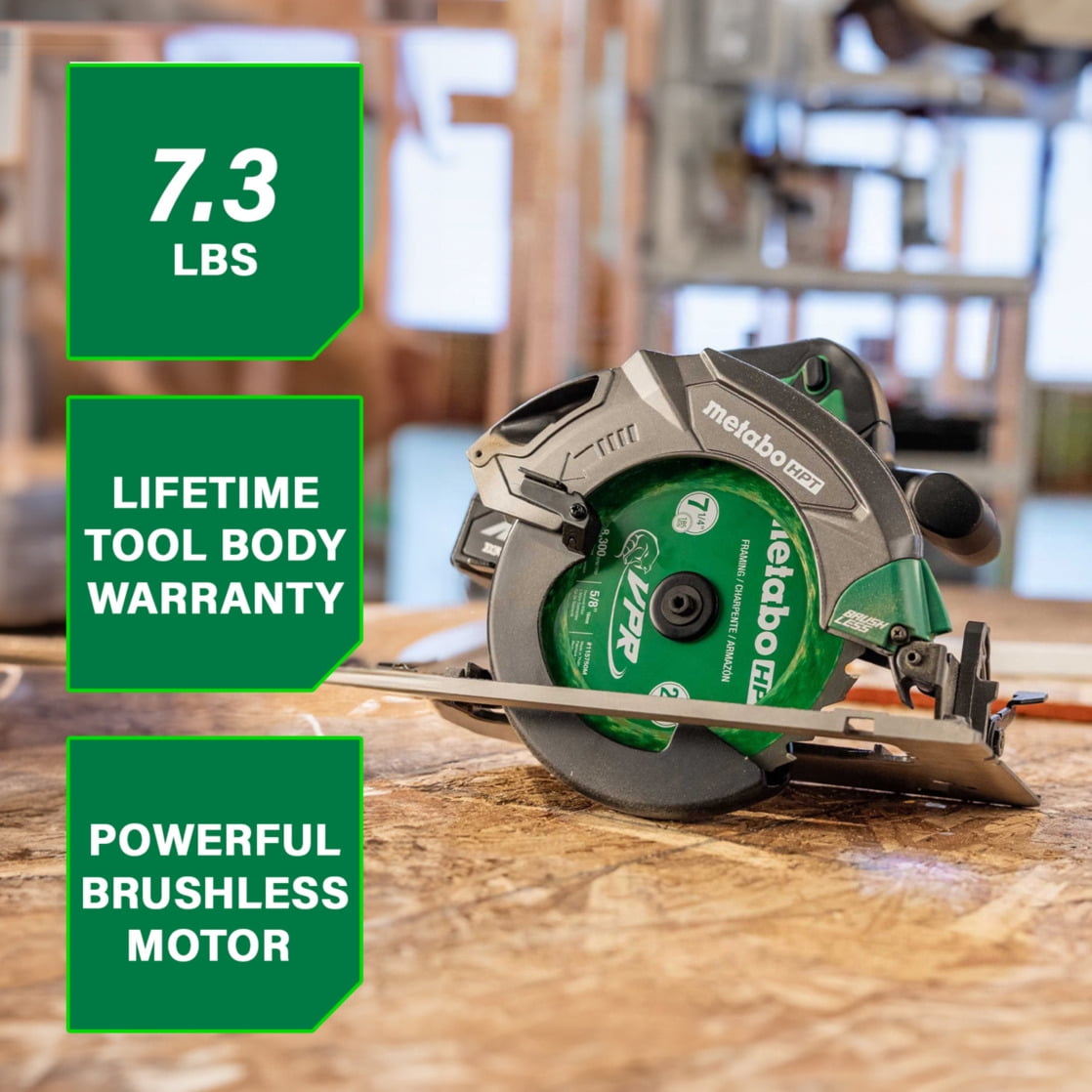 Metabo HPT 18V Cordless Circular Saw, Brushless Motor, 7-1/4-In Blade, Tool Only (C1807DAQ4) xqlzh