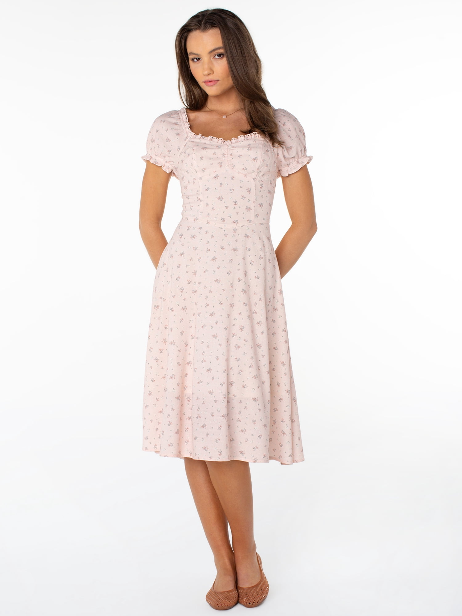 Celebrity Pink Women's Puff Sleeve Midi Dress (Pink, XS) 9anrq