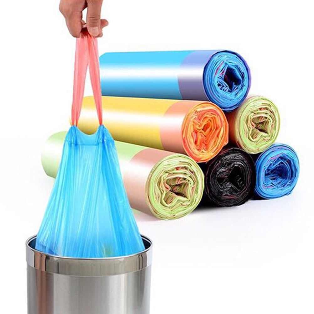 SCHWASO Colored Drawstring Garbage Bags Heavy-Duty Recycling Liners (Mixed Color, 90 Count) btht6