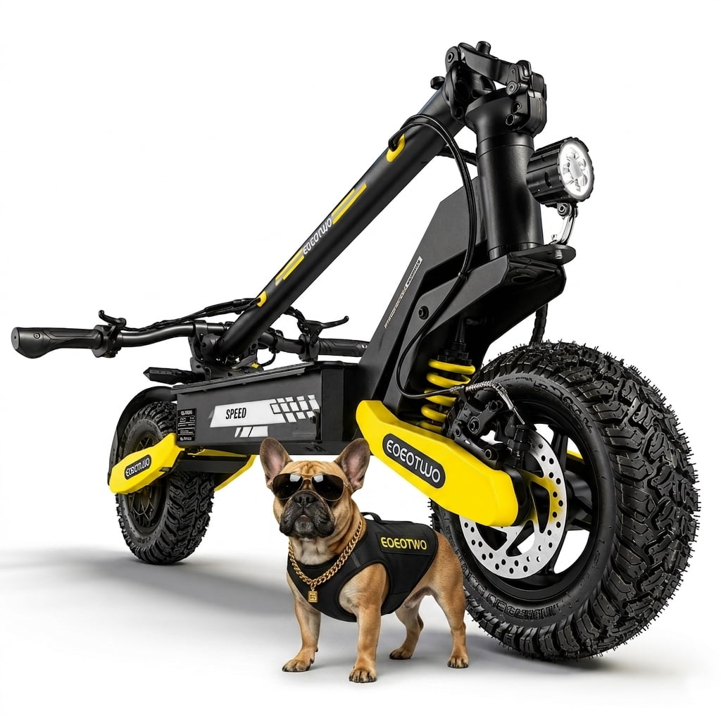 EOEOTWO Off-Road Electric Scooter for Adults, 1200W Motor, 30 MPH Speed, 25-Mile Range, Foldable Commuter Scooter (Yellow, 330 lb Capacity) sb4g6