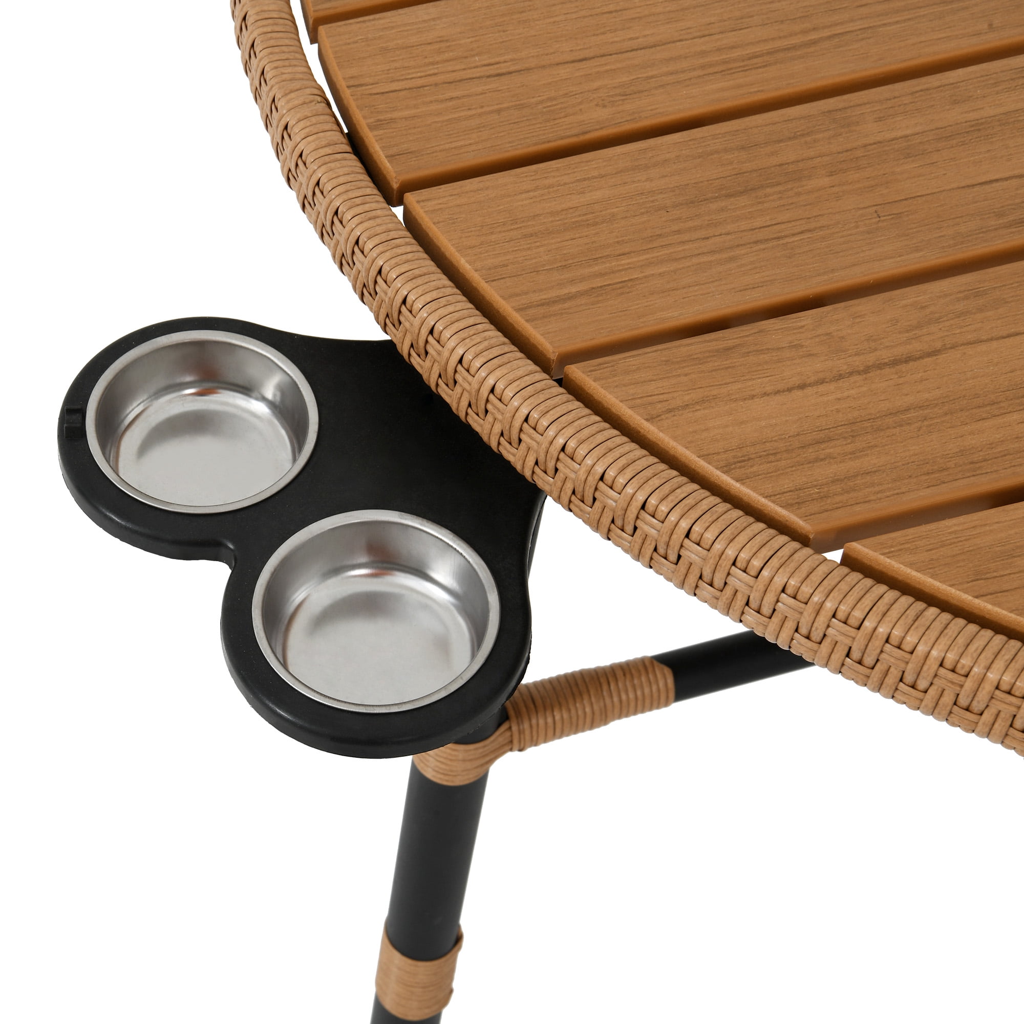 Uforic 5-Piece Outdoor Patio Dining Set, Rattan Wicker Chairs and Round Table with Umbrella Hole (Beige, 5-Piece Set) w85un
