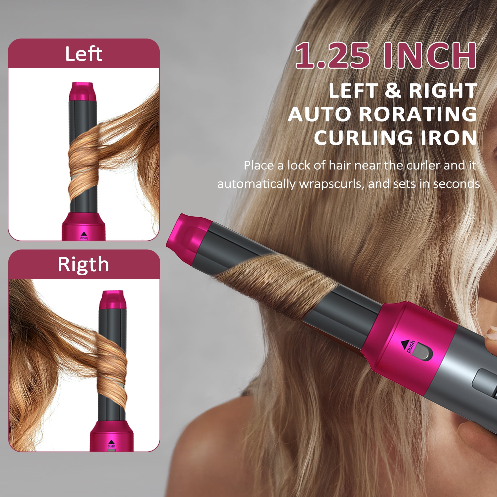 WANDOBAO 5-in-1 Hot Air Brush Hair Dryer Styling Tool Set (Gray) xc3gy