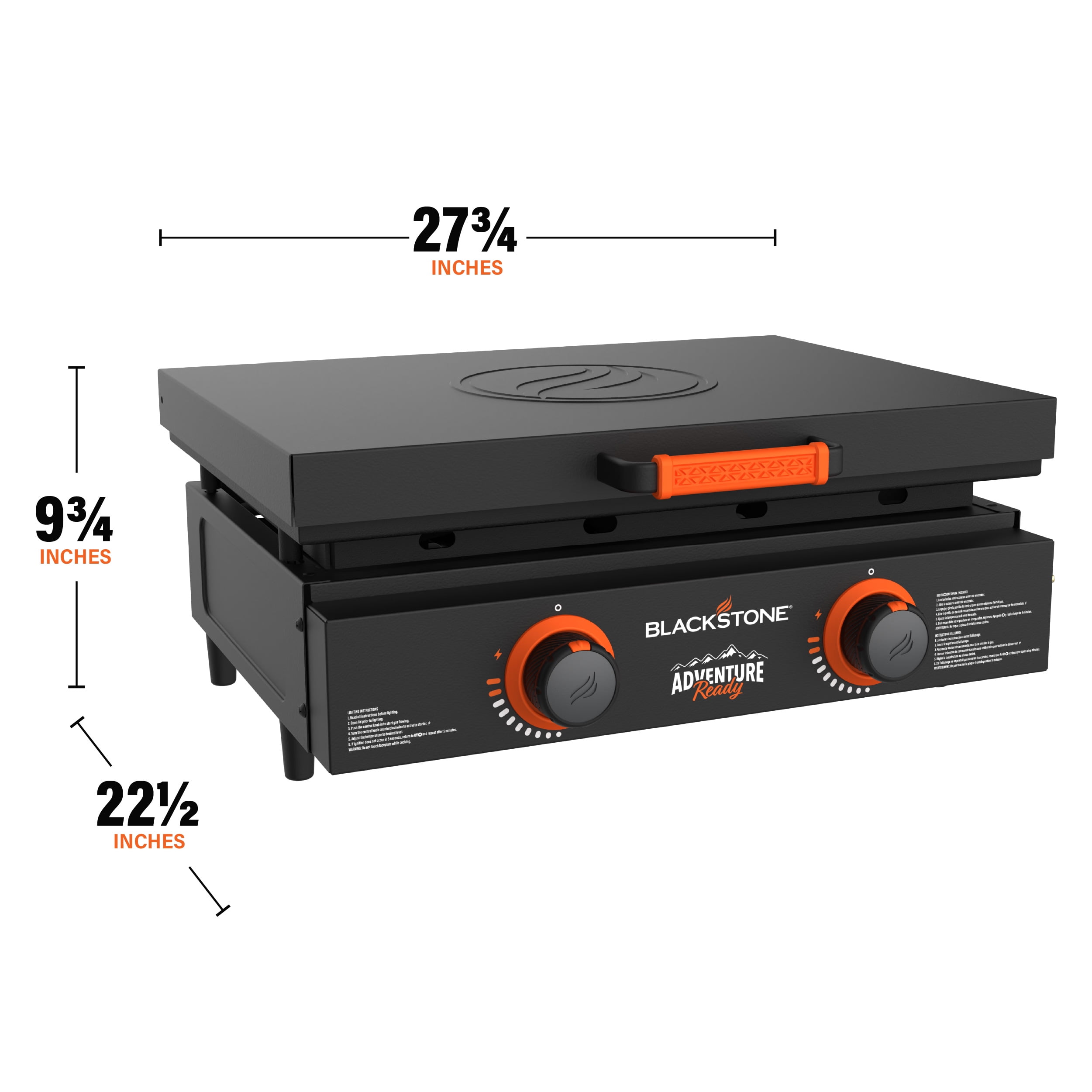 Blackstone Adventure Ready Outdoor Griddle, 22 in 2-Burner Flat Top Grill with Hard Cover (Black, 22 in) uh9s7