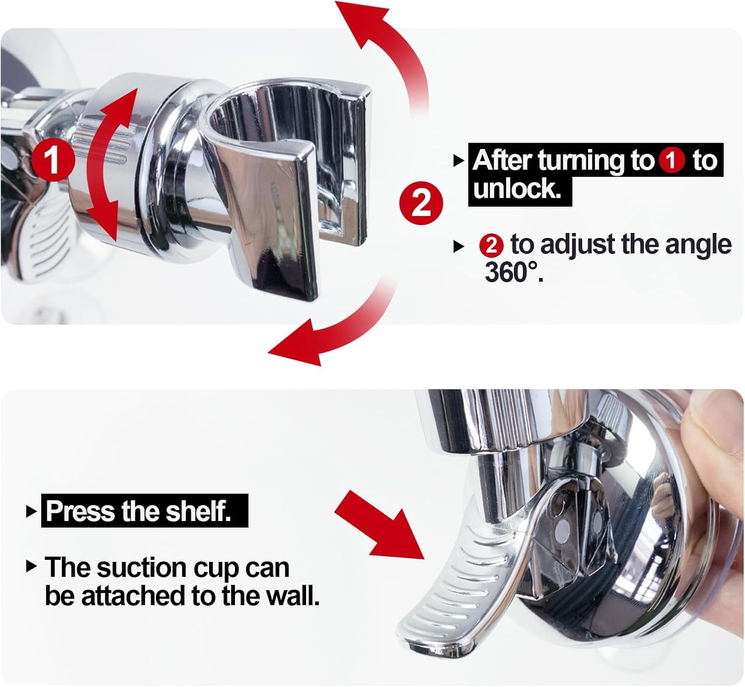 GYTF Adjustable Shower Head Holder, Removable Suction Cup Bracket for Handheld Sprayer (Silver, 2 Pack) 9kn5f