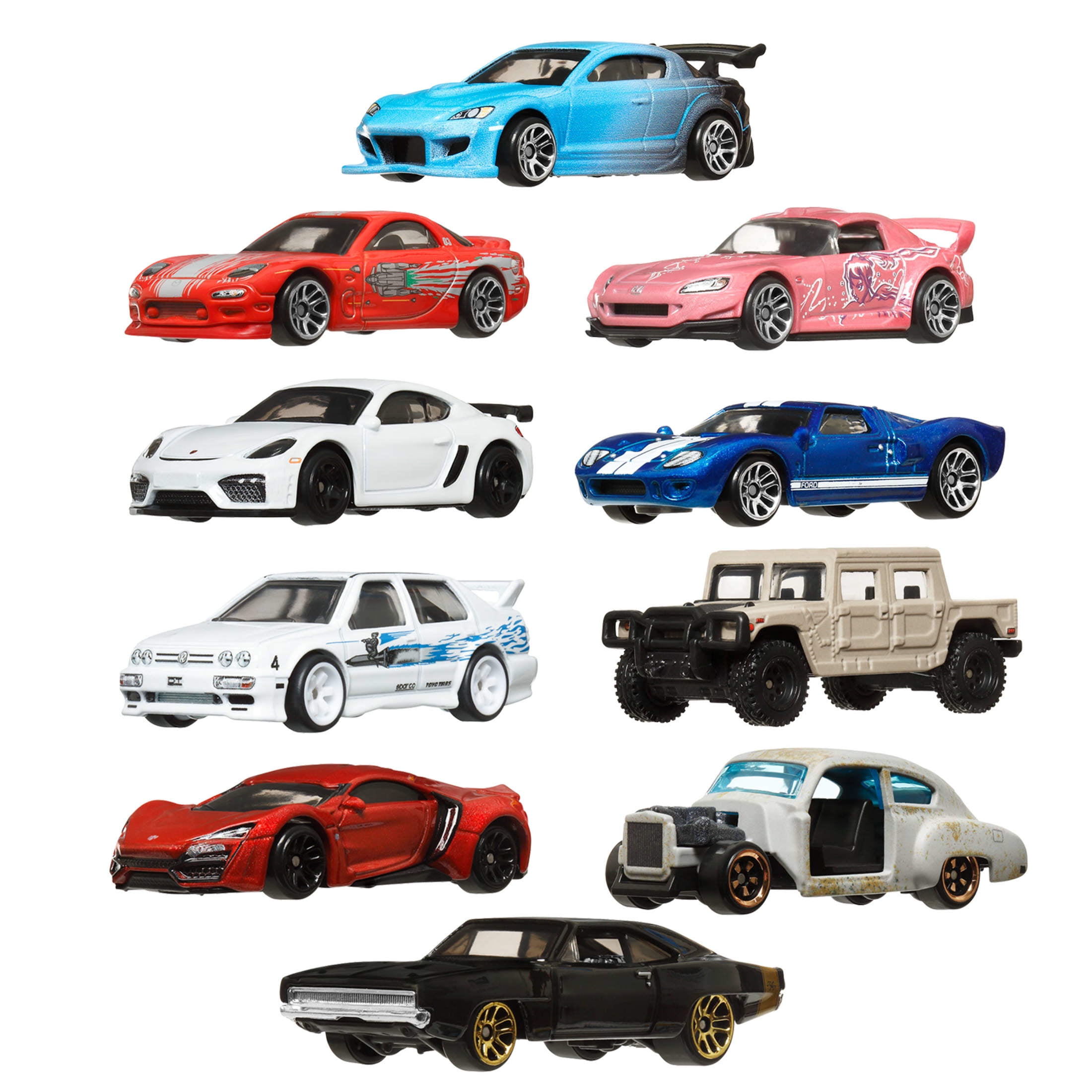 Hot Wheels Fast & Furious Die-Cast Toy Cars (1:64 Scale, 10-Pack) 8xzv4