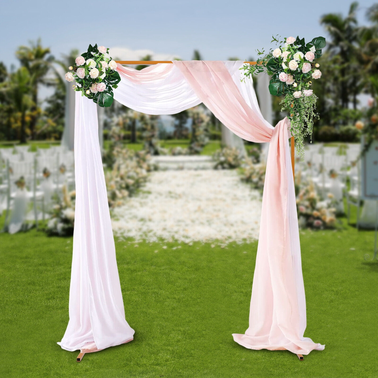 Unbranded Gold Rectangular Wedding Arch Stand for Balloon and Flower Backdrop Decor (6.6 ft) 6mhyi