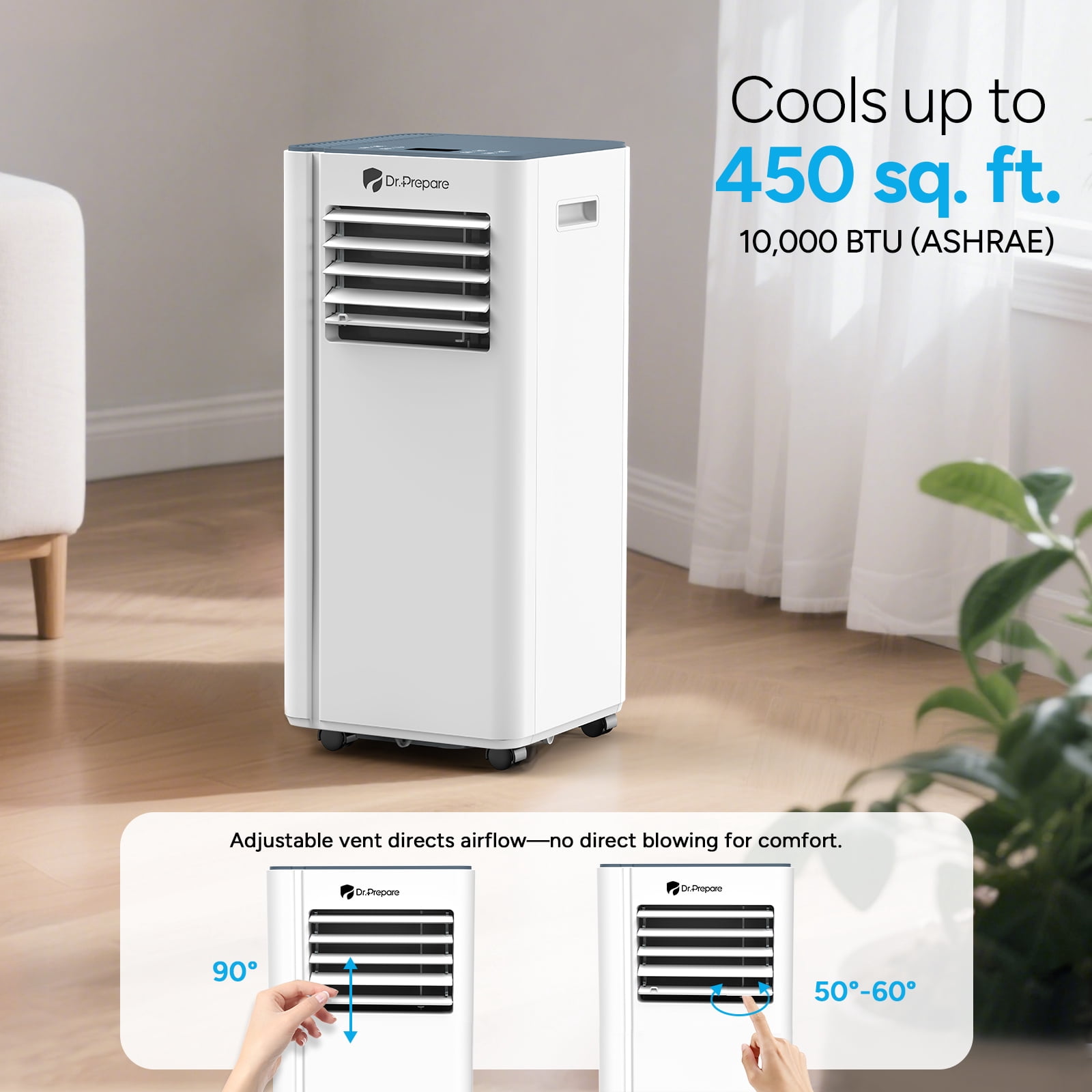 Renogy 10,000 BTU Smart WiFi Portable Air Conditioner, App & Remote Control Cooling Unit for Rooms up to 450 sq. ft. (White, 10,000 BTU) efj9i