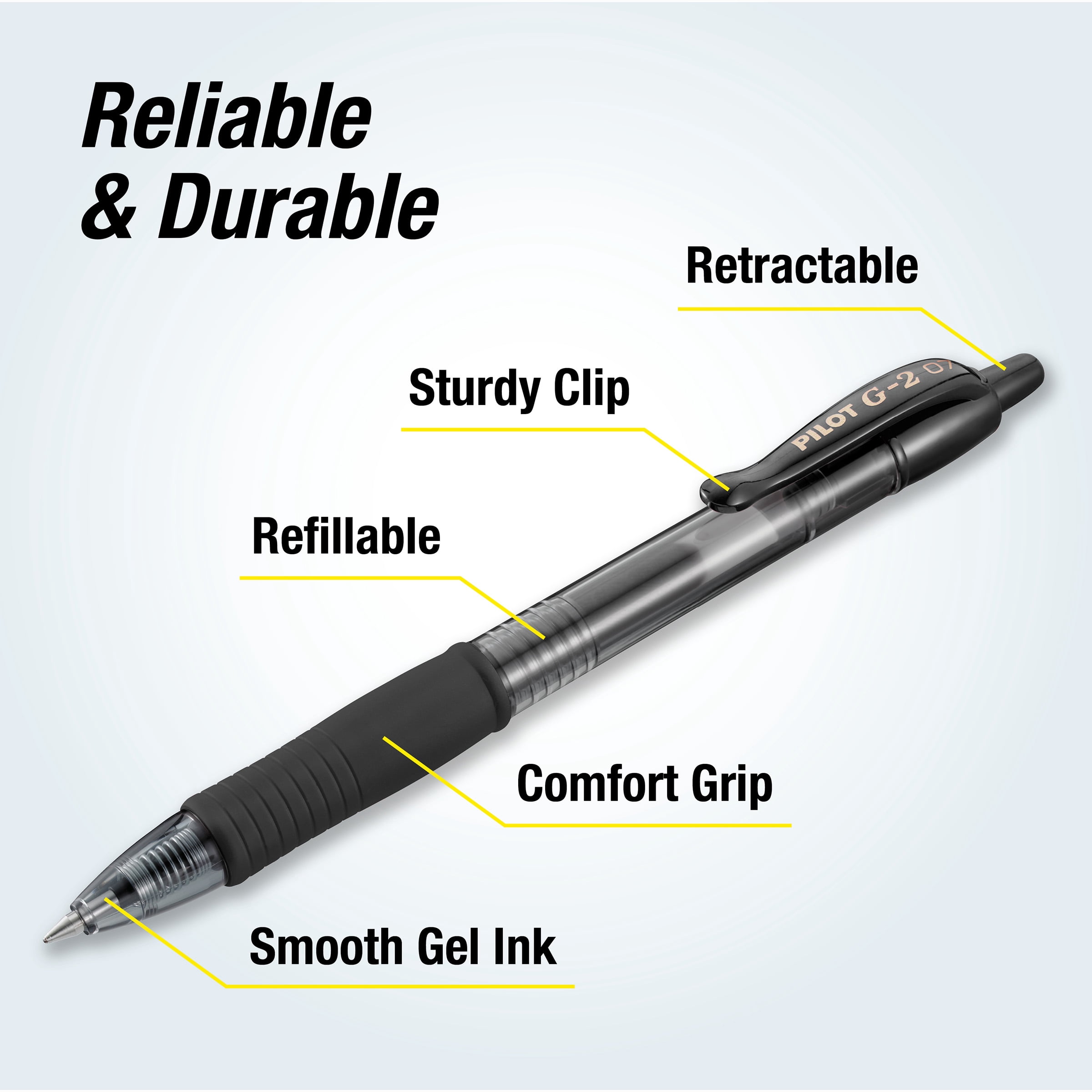 Pilot G2 Retractable Gel Ink Pens, Fine Point, Smooth Writing, Black Ink (Black, 10 Pack) kxha2