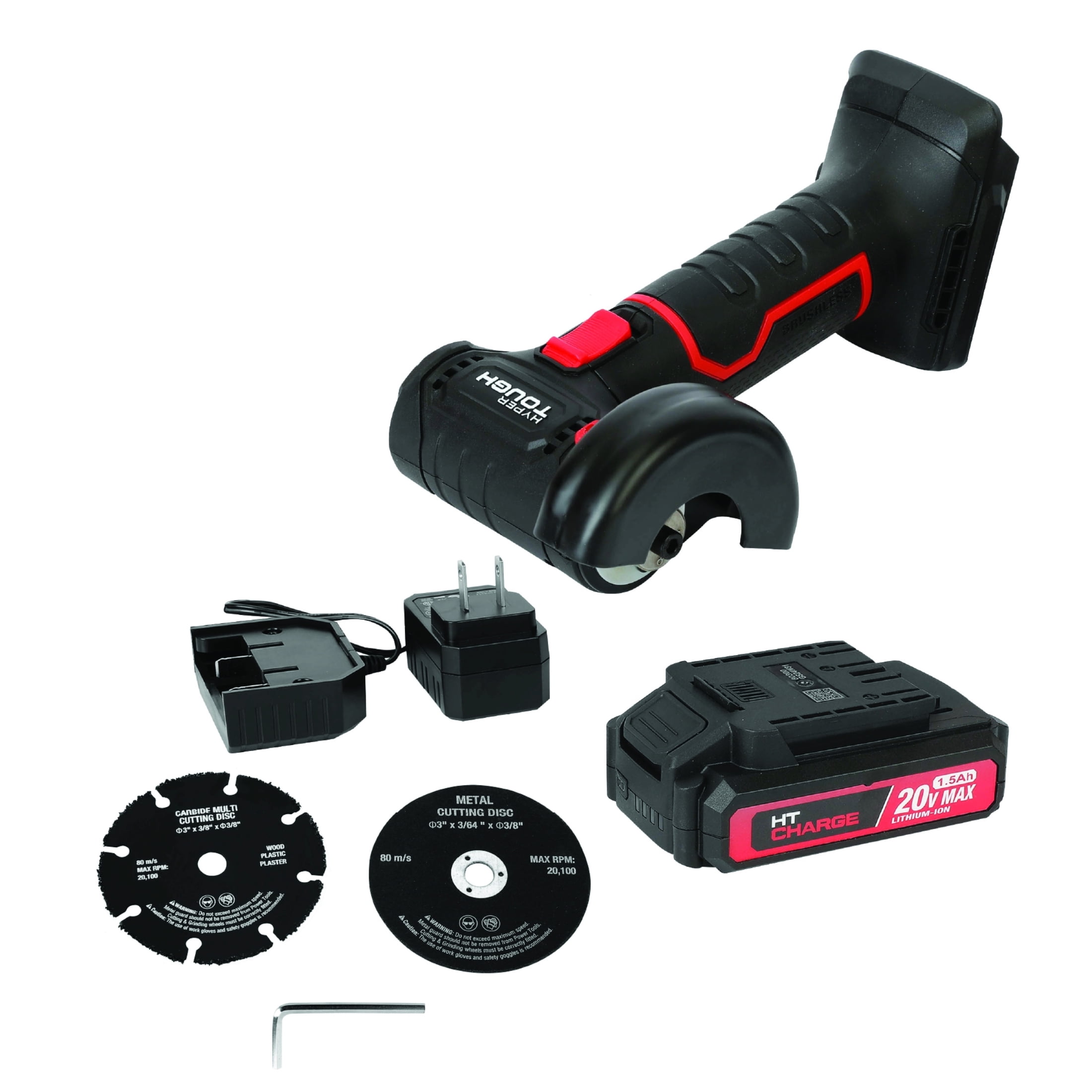 Hyper Tough 20V Max Brushless Cordless Cut-Off Tool with 3-inch Disc (1.5Ah Battery and Charger Included) 9h28z