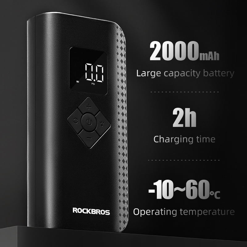 ROCKBROS Electric Bike Air Pump Portable Wireless 150 PSI Inflator (Black, 0.9 lb) qtsvv