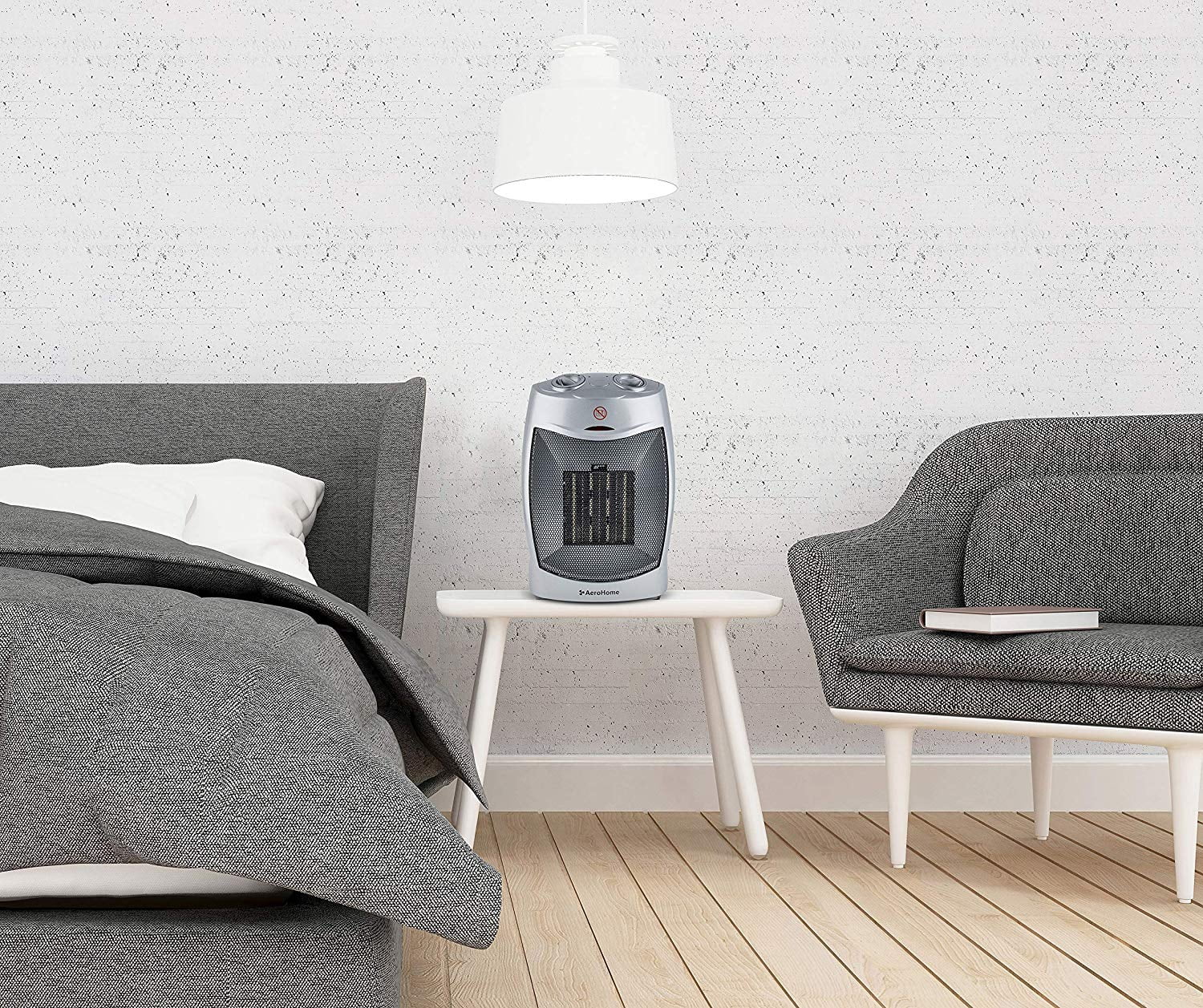 AeroHome 1500W Personal Electric Ceramic Space Heater with Adjustable Thermostat (Silver, 11 in x 7 in x 5 in) uqvt5