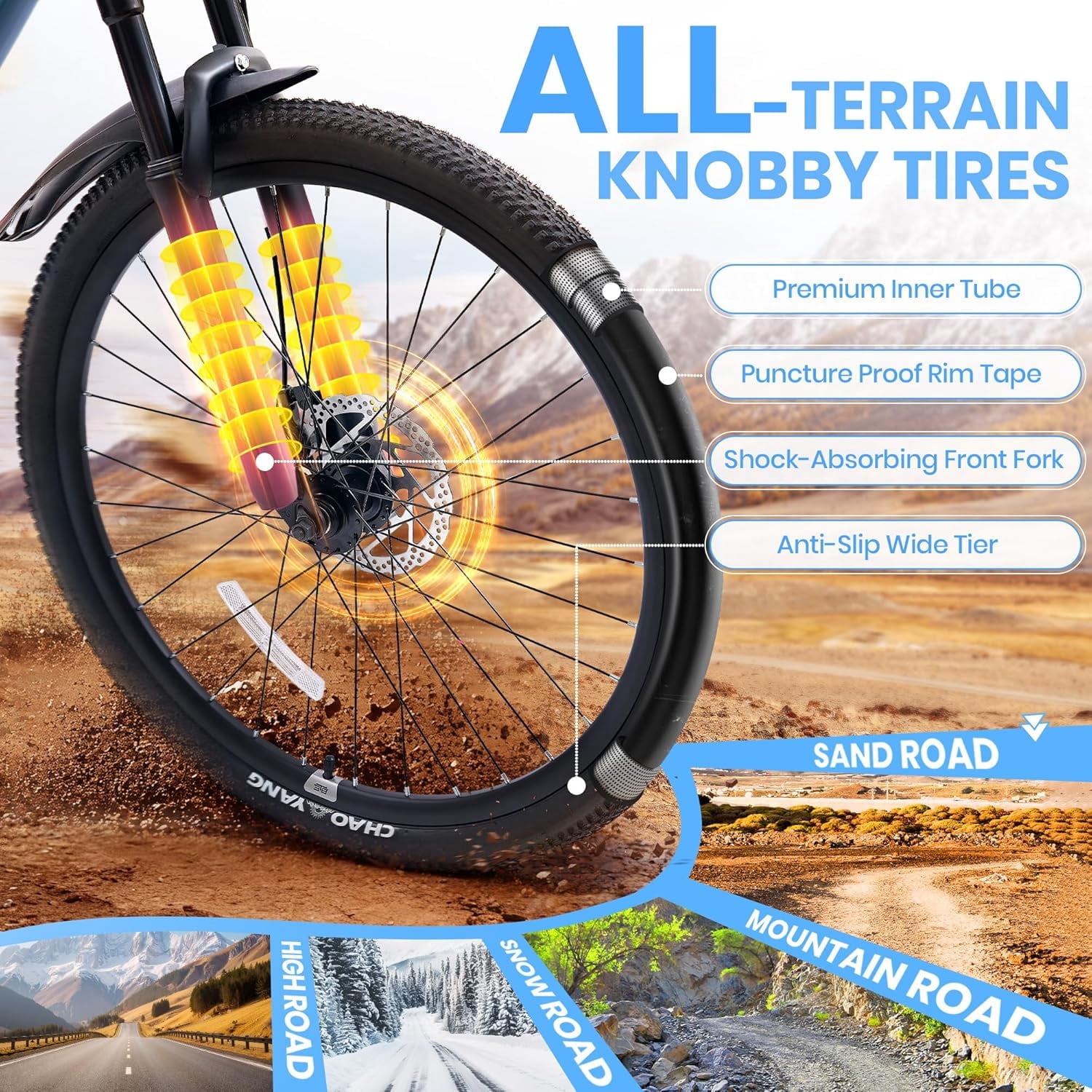 NEORIVERE 21-Speed Mountain Bike for Men, Dual Disc Brakes with Suspension Fork (Blue, 26 in) kvxdo