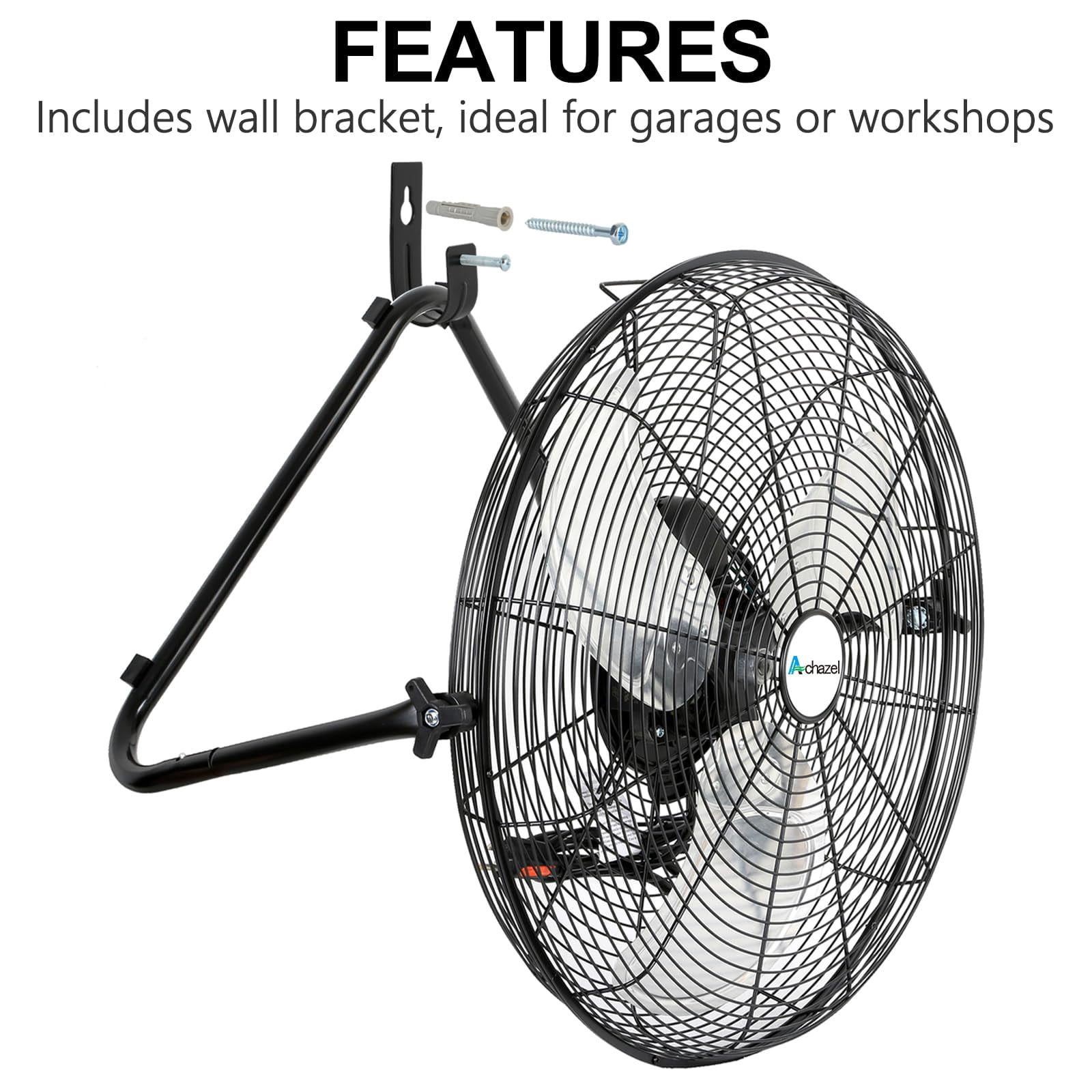 Achazel 20 in High Velocity Industrial Floor Fan (Black, 20 in) 6xn14