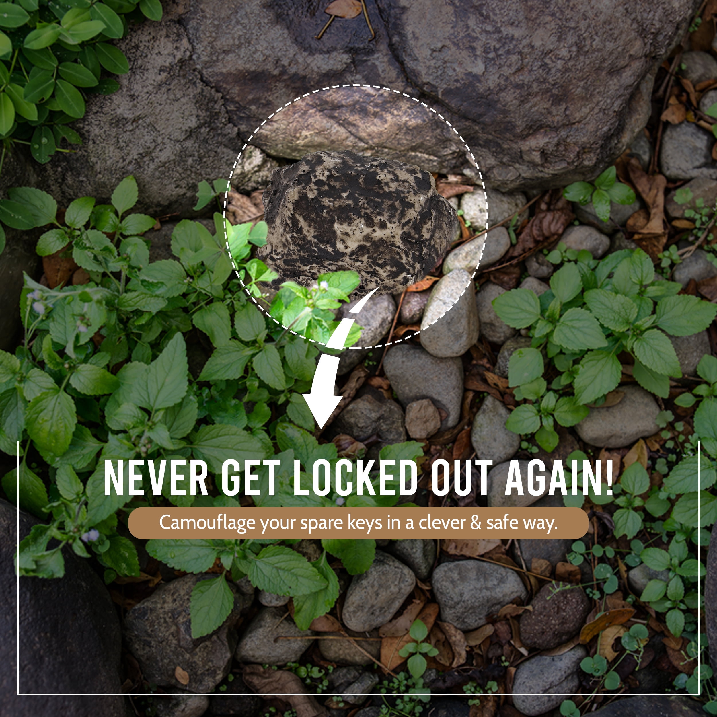 PLGEBR Outdoor Hide-a-Spare-Key Fake Rock (Black, 3.38 in x 2 in x 1.25 in) v8n91