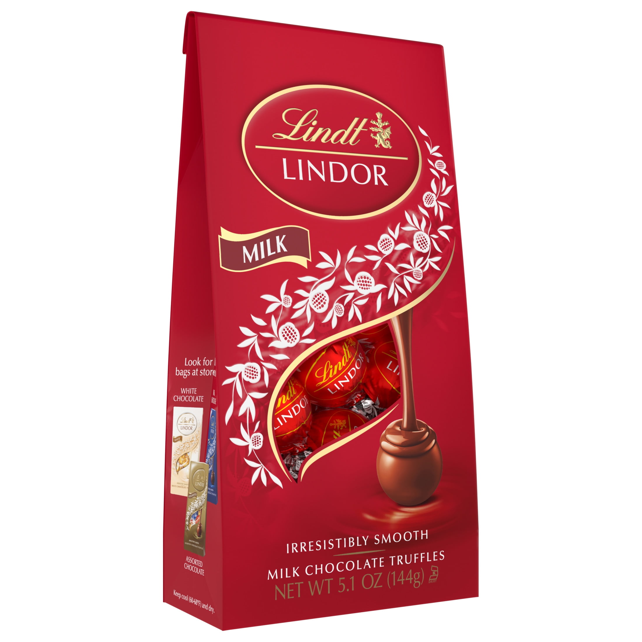 Lindt LINDOR Milk Chocolate Candy, Smooth Melting Milk Chocolate Truffles (5.1 oz) pmwf7