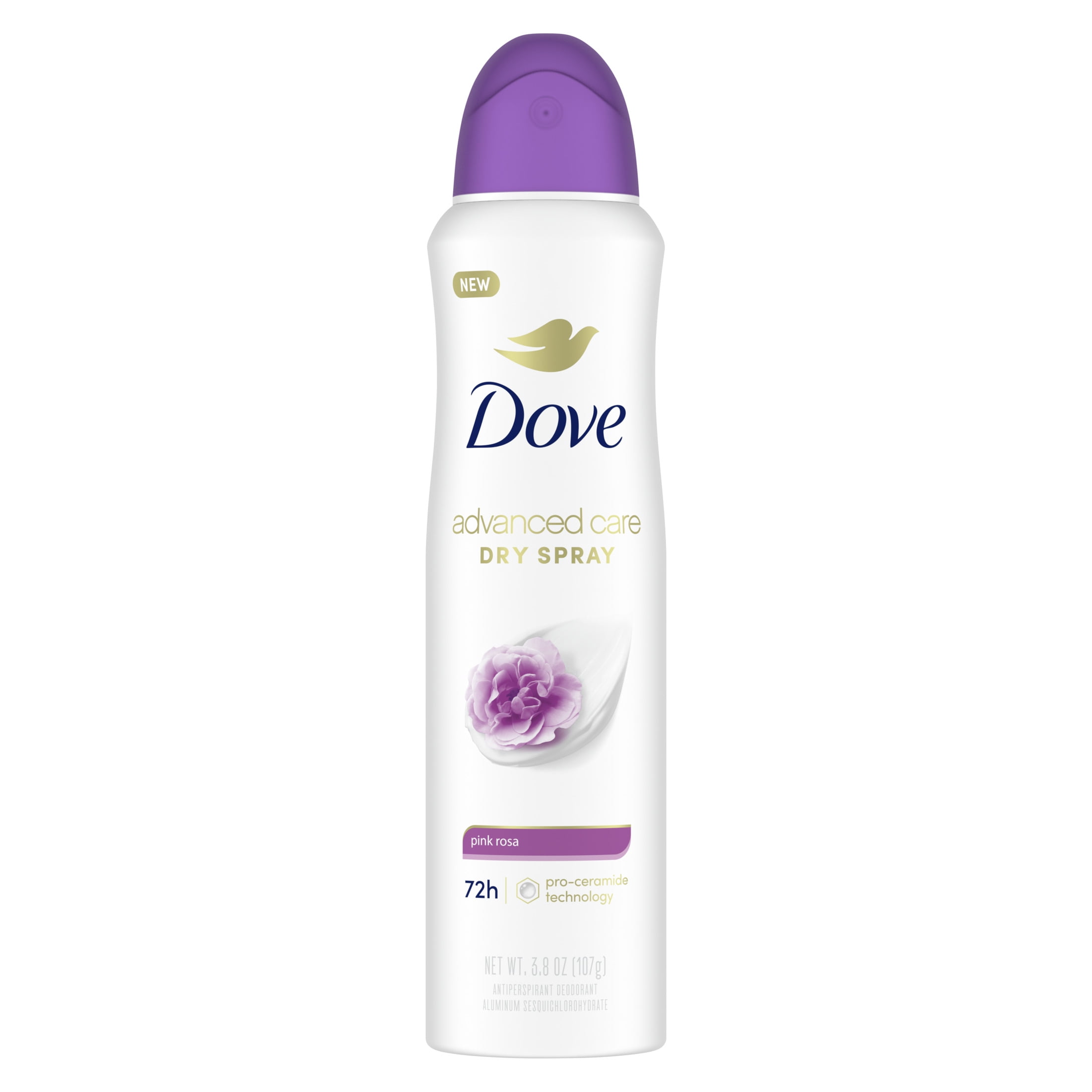 Dove Advanced Care Antiperspirant Deodorant Dry Spray, Long-Lasting Floral Scent (Pink Rosa, 3.8 oz) 0l5pr