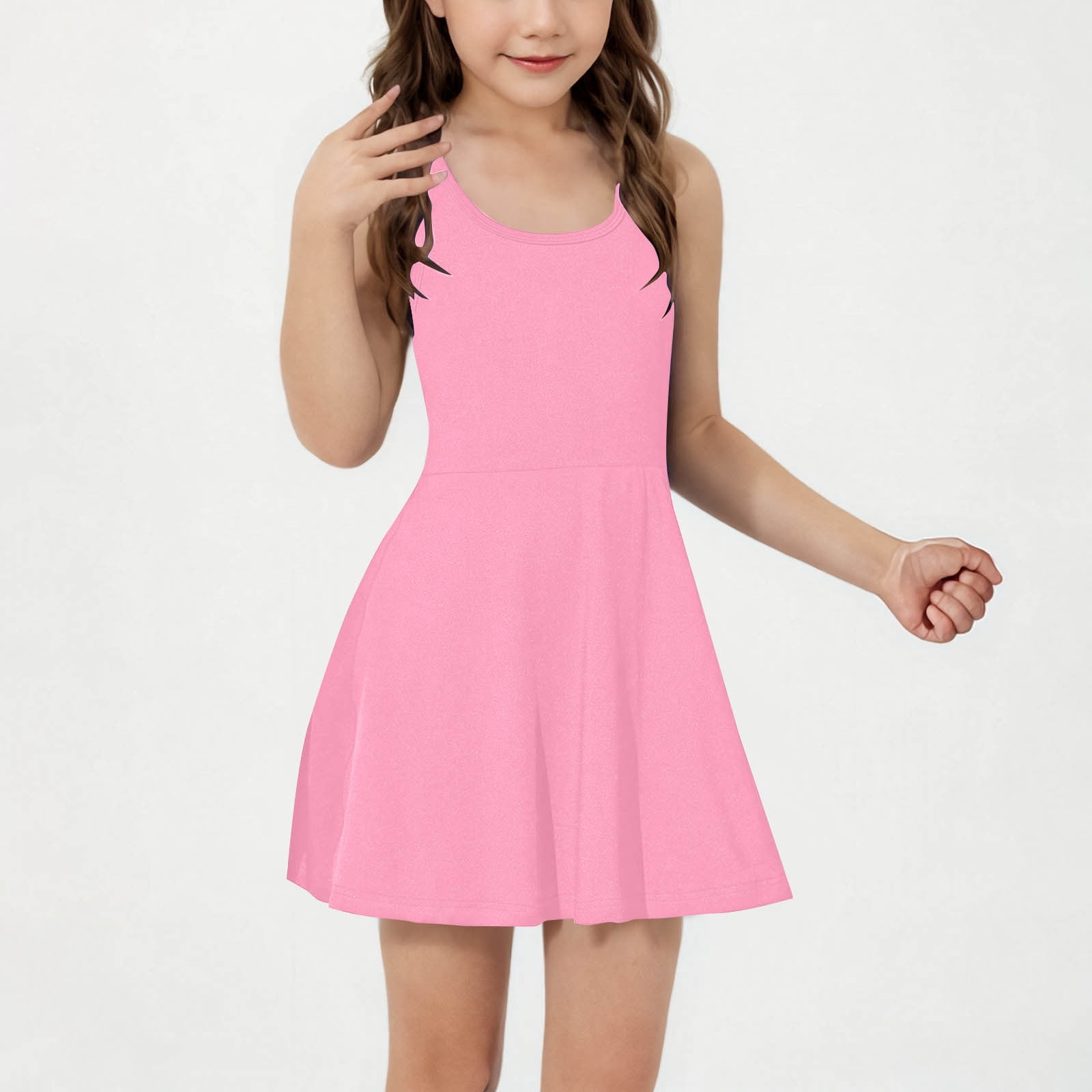 Favoffer Girls Athletic Tennis Dress Stretchy Sleeveless Sporty Casual Summer Dress (Blue, 10-12) pzumh