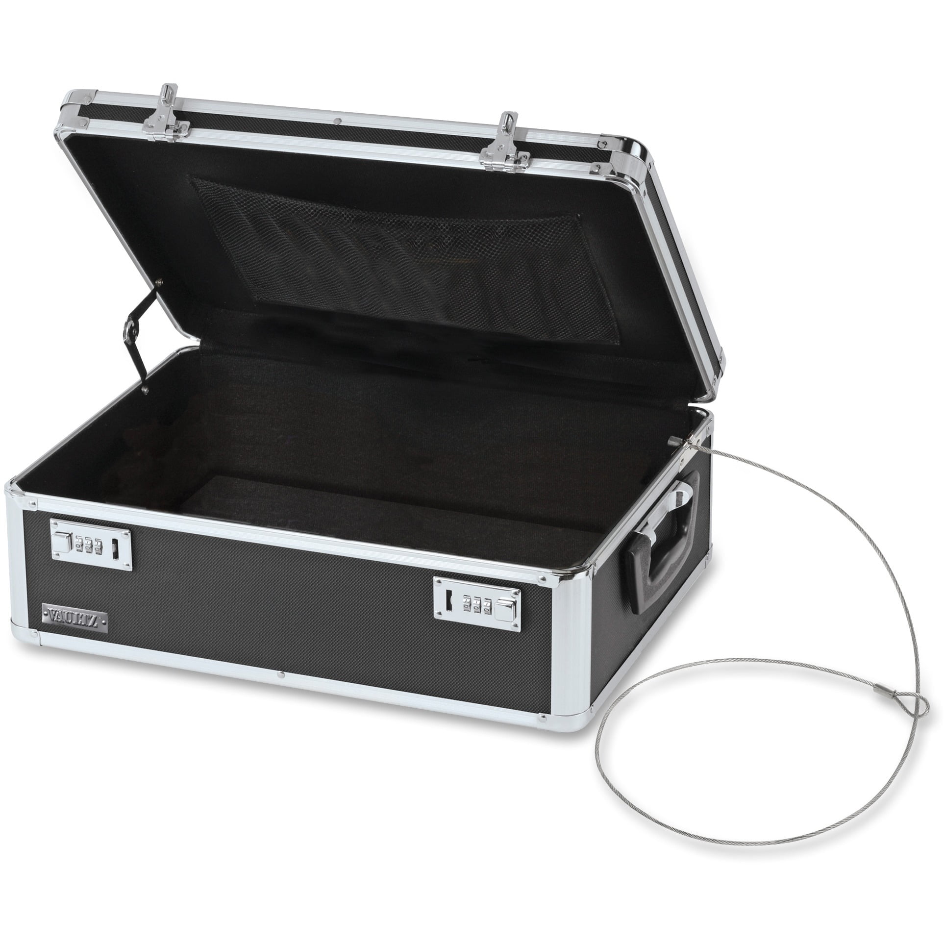 Vaultz Locking Storage Box with Combination Lock for Dorm Room Security (Black, 19.5 x 7 x 13.5 in) ol72y