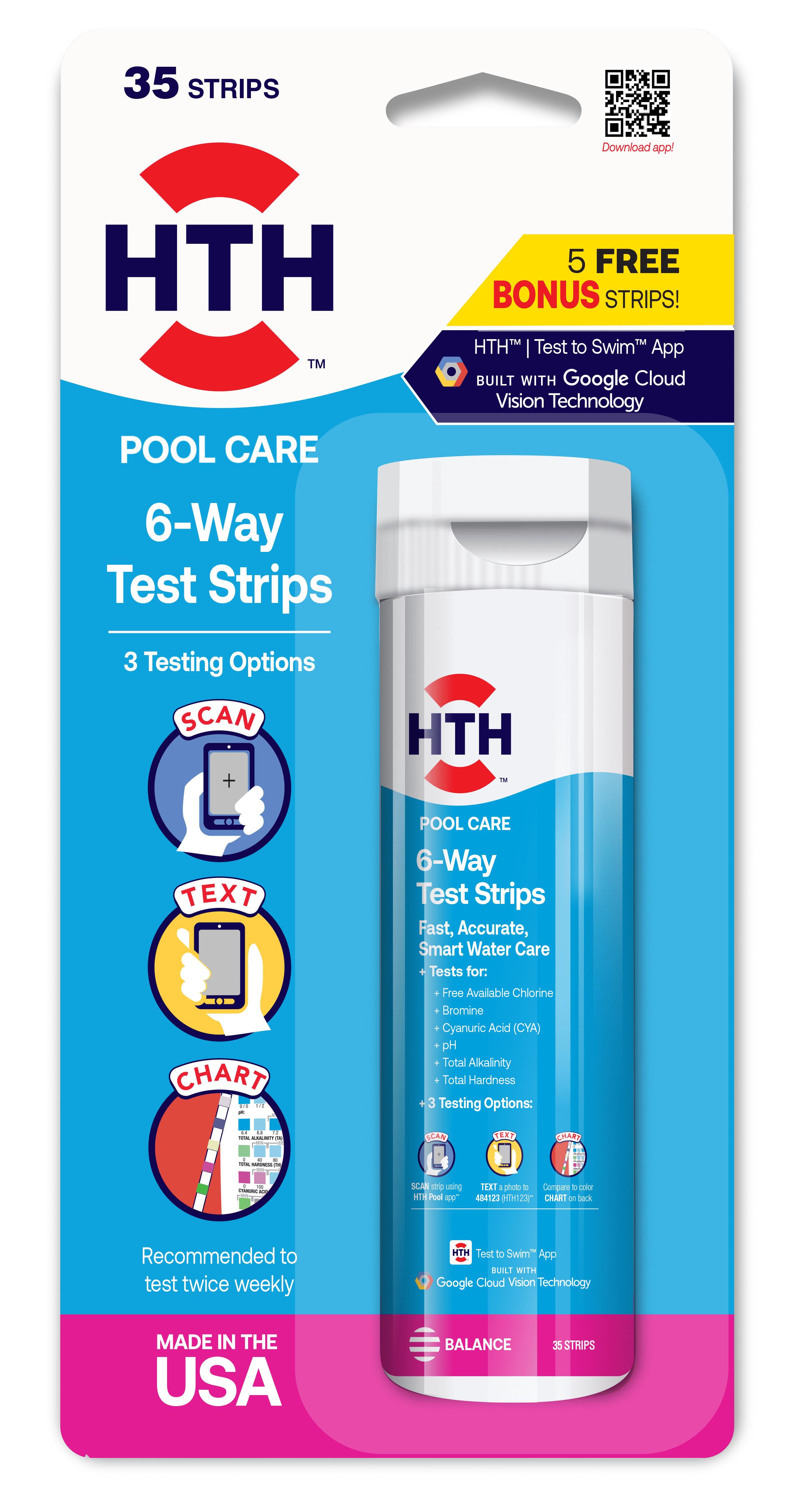 HTH Pool Care 6-Way Test Strips for Chlorine, Bromine, and Saltwater Pools (35 Count) o8tv4