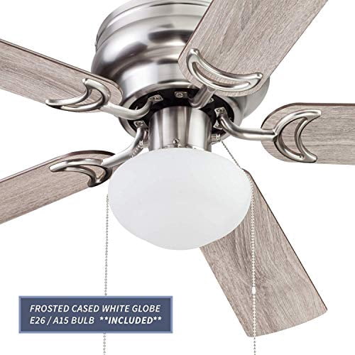 Prominence Home Alvina Ceiling Fan, Indoor Quiet Motor, Reversible Blades (Brushed Nickel, 44 in) 45qd9