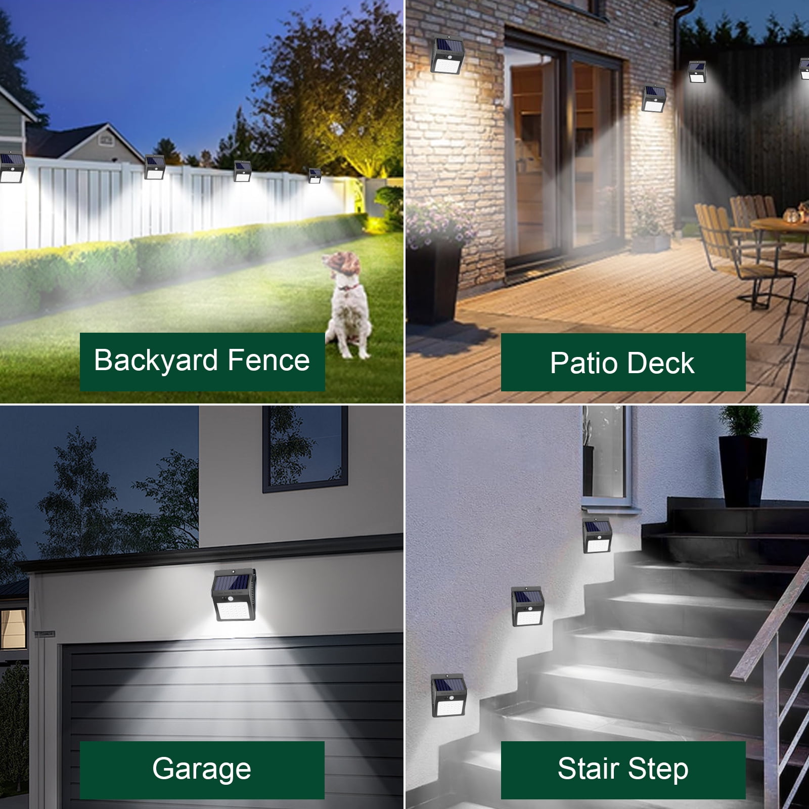 IJIL Solar Outdoor Lights, Motion Sensor Security Lighting for Garden Fence Yard Deck Garage (Black, 4 Pack) 0mlb3