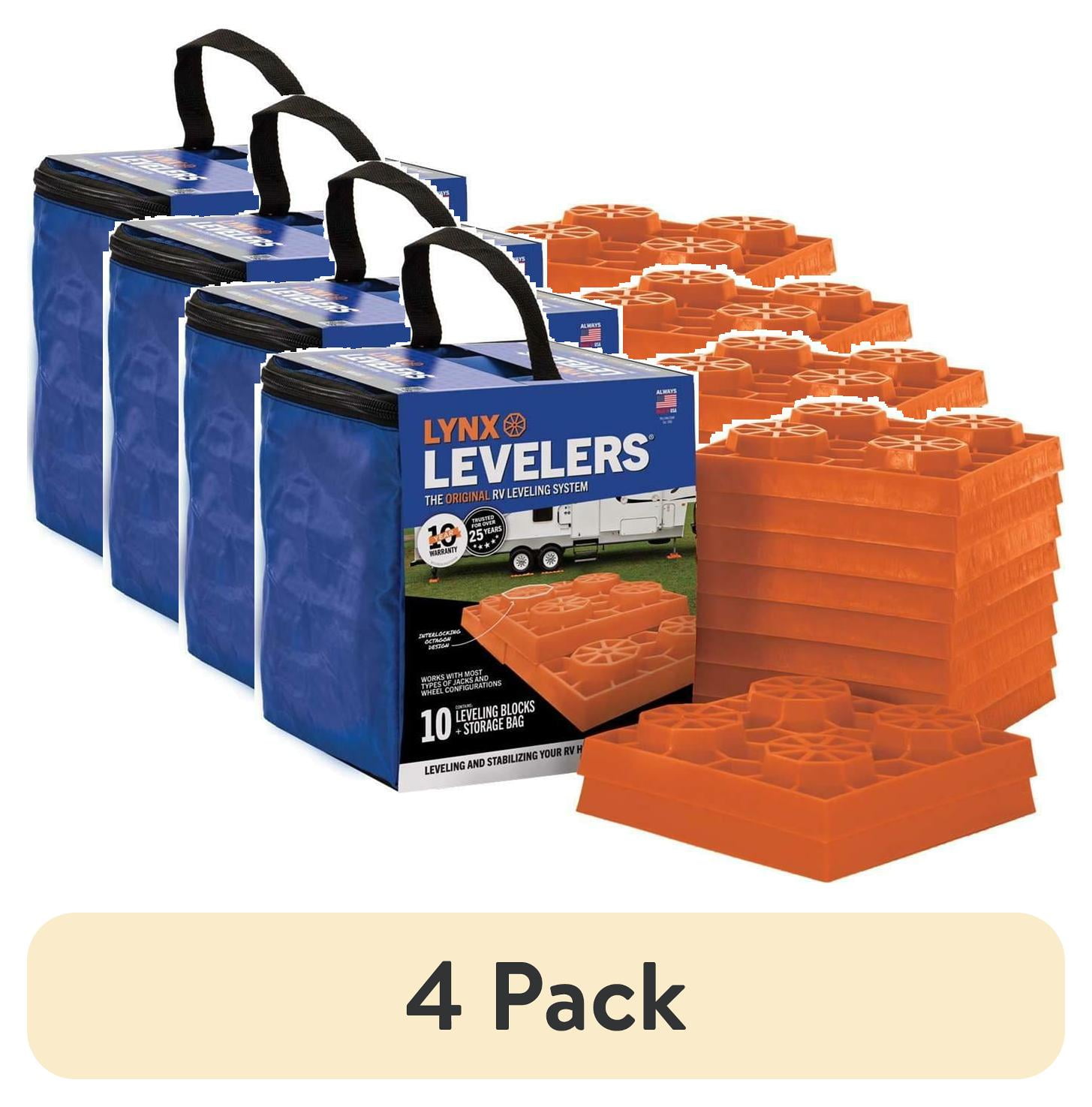 Tri-Lynx Lynx Levelers RV Leveling Blocks with Carry Bag (Orange, 10 Pack) a28vx
