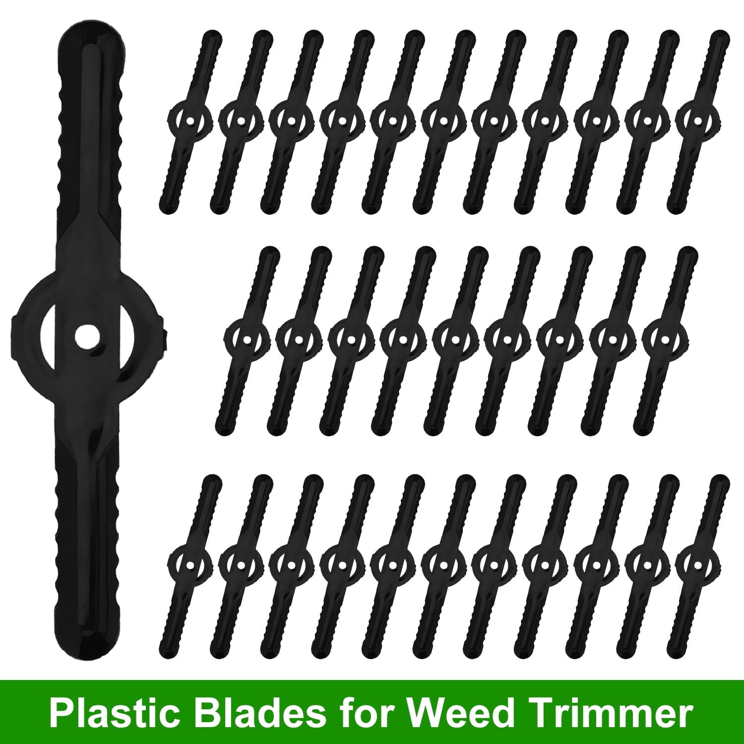 TeqHome Replacement Plastic Blades for Cordless Weed Trimmers (Black, 32-Pack, 5.3 in) p9ixf
