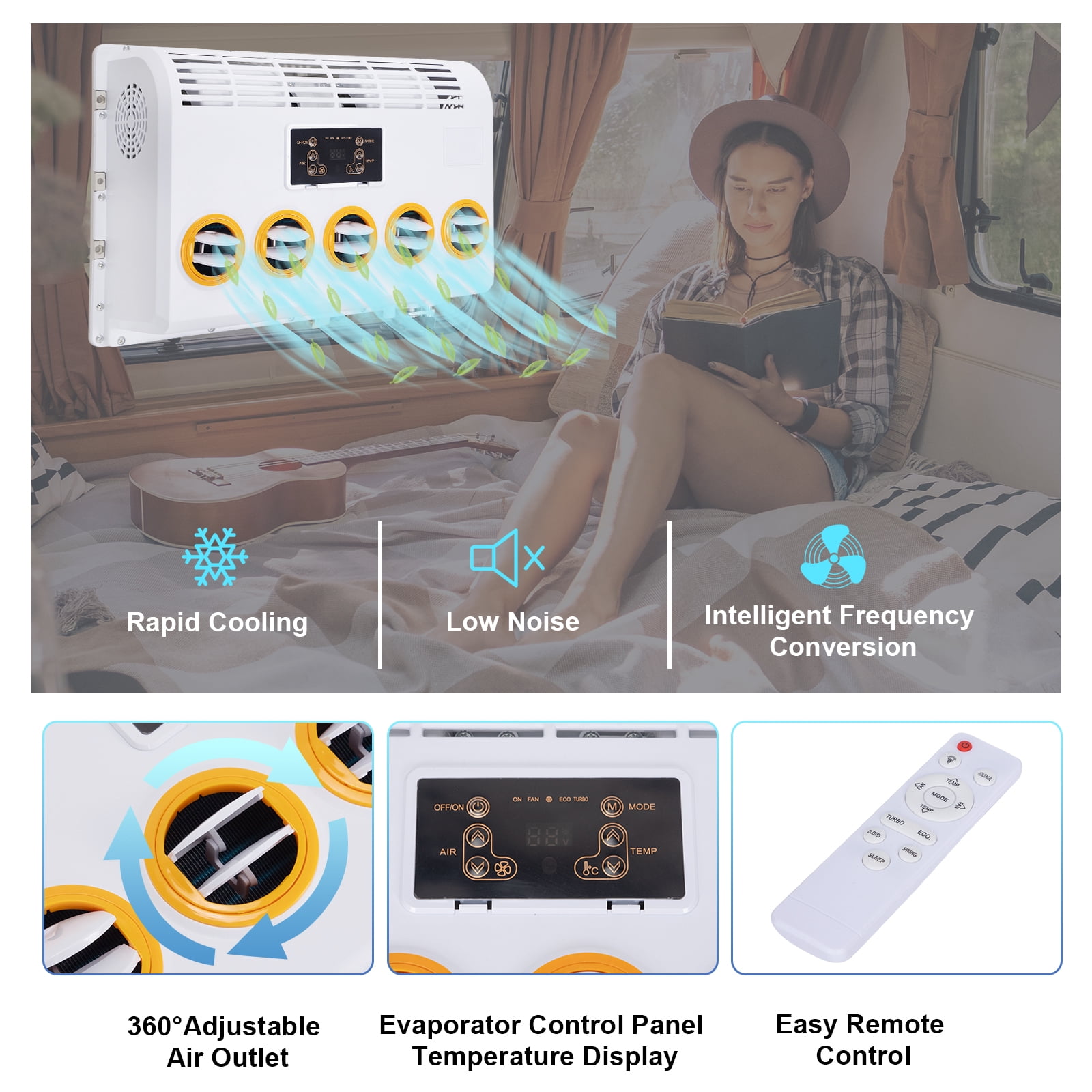 Kkonetoy 11000 BTU 24V Air Conditioner for Semi Truck, RV, and Caravan (11000 BTU) 4r6nf