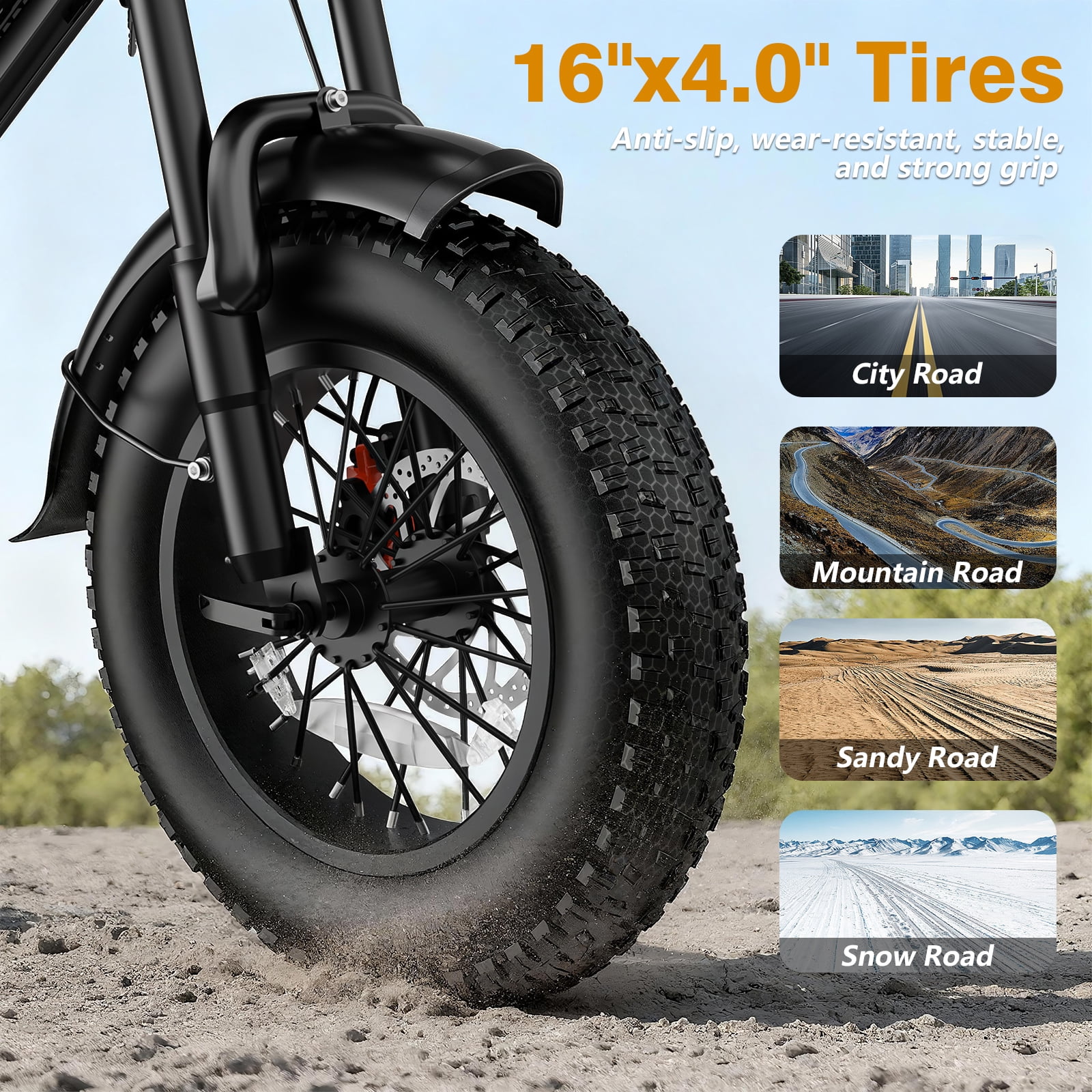 Rexei Yeki Electric Bike for Adults, 1200W Off-Road E-Bike, 48V 18AH Removable Battery, Dual Disc Brakes, 16 in Wide Tires (Black) 9hsac