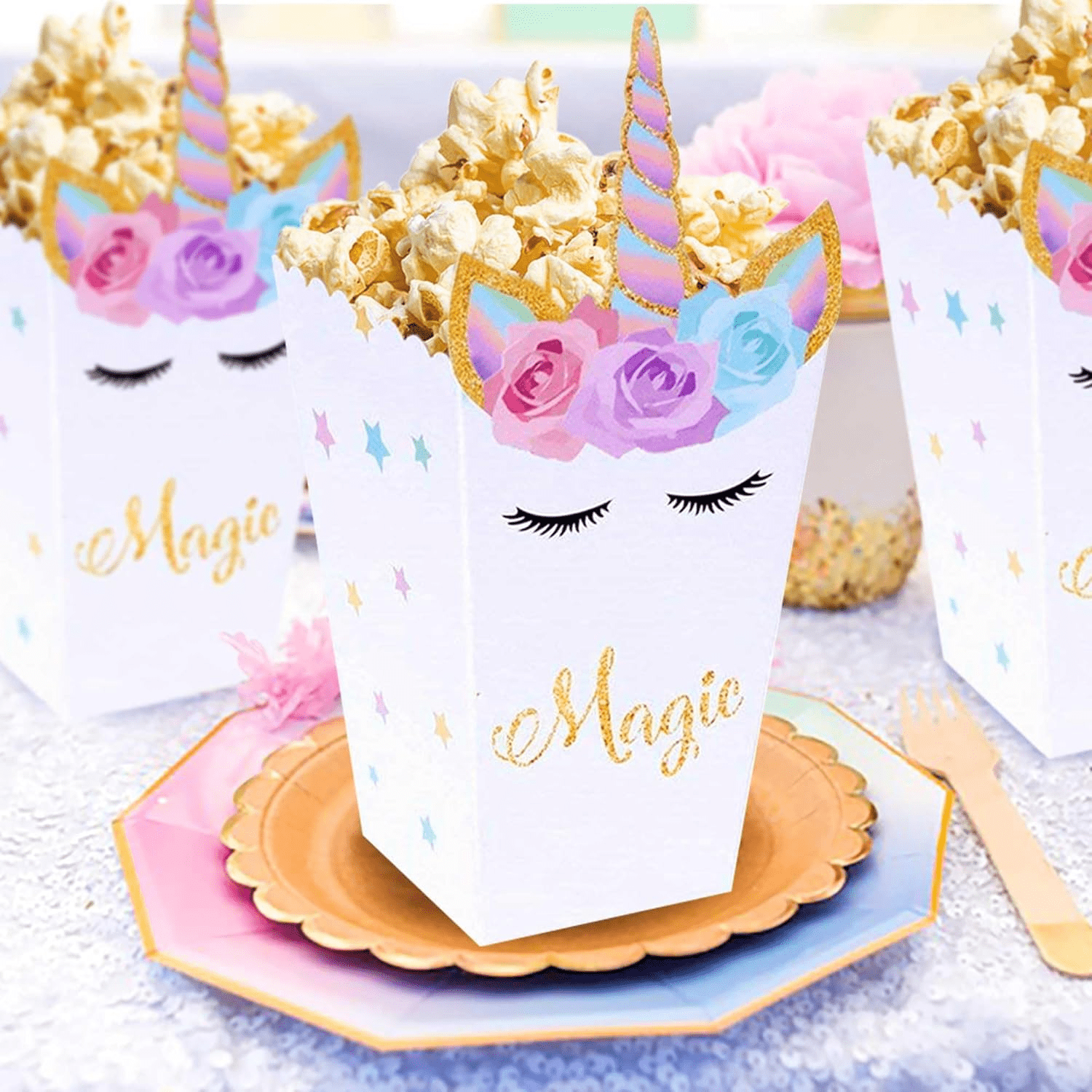 LaVenty Magical Unicorn Party Favor Boxes (12 Pack, 6.3 in x 3.5 in x 3.5 in) kmvkp