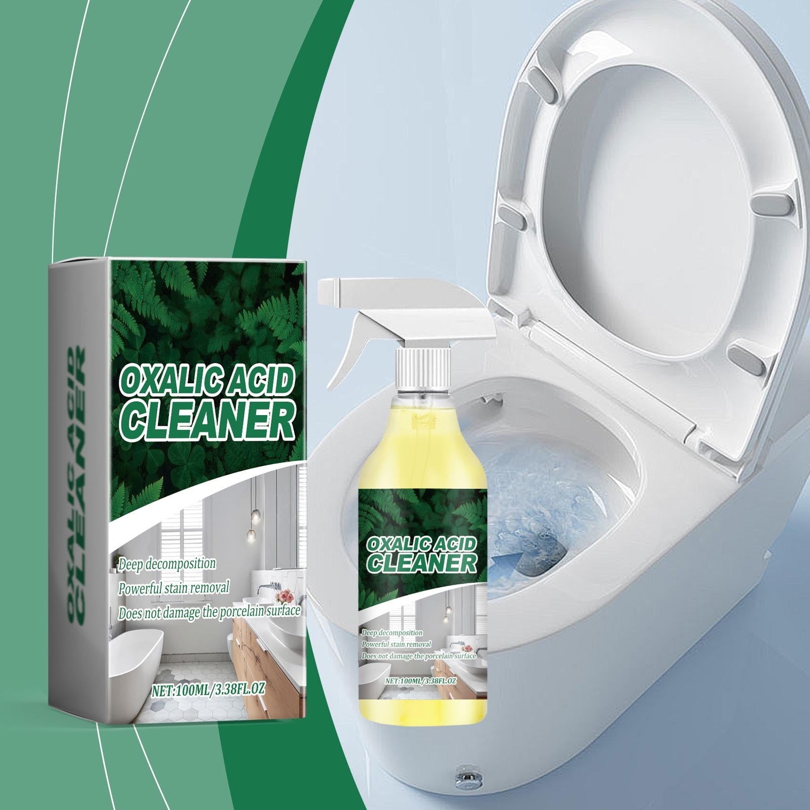 Cagogo Oxalic Acid Bathroom Cleaner, Powerful Limescale and Rust Stain Remover for Toilet Bowls and Ceramic Tiles (3.38 fl oz) 4xj2j