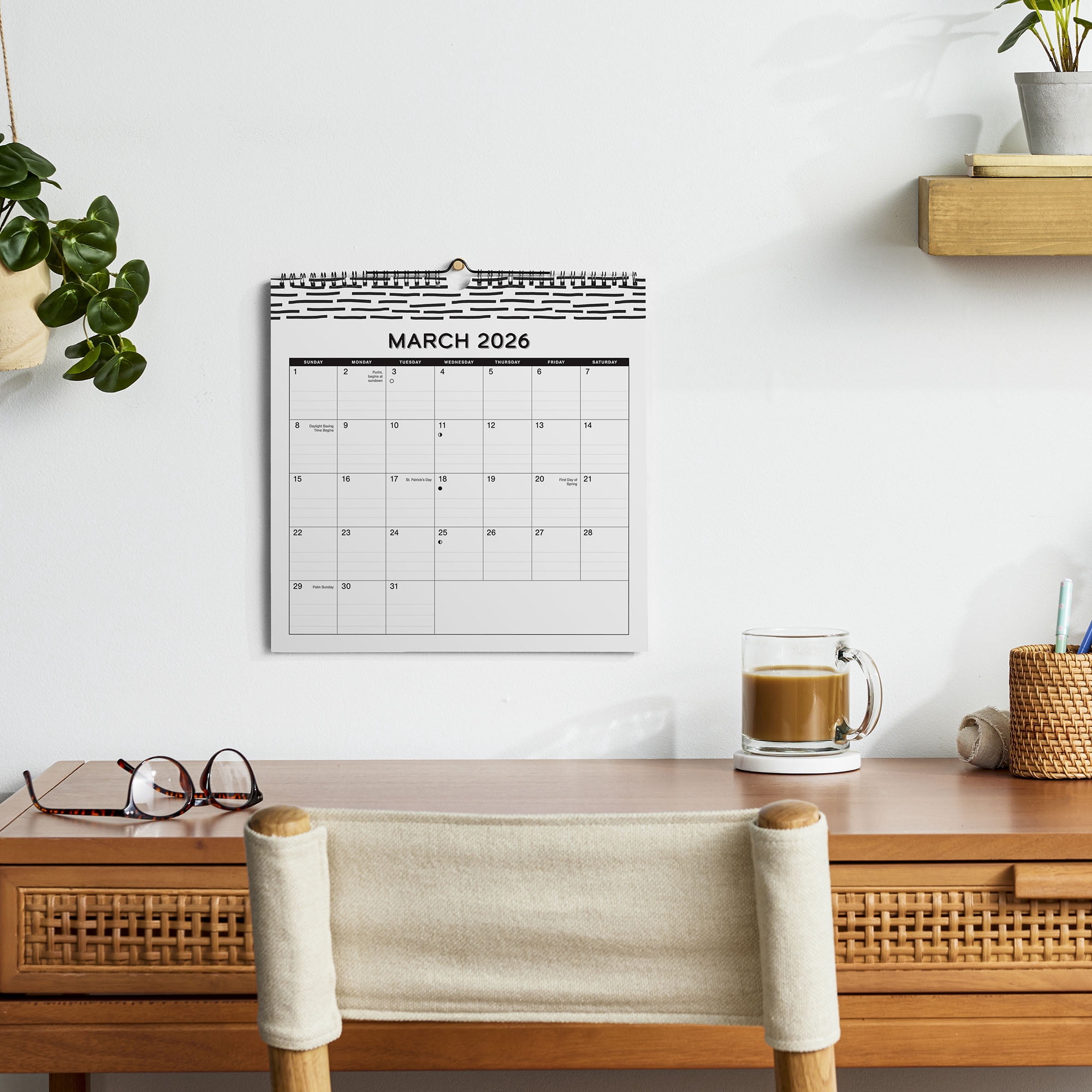 Pen+Gear 2026 Monthly Spiral Wall Calendar (Black, 12 in x 12 in) 6acbj