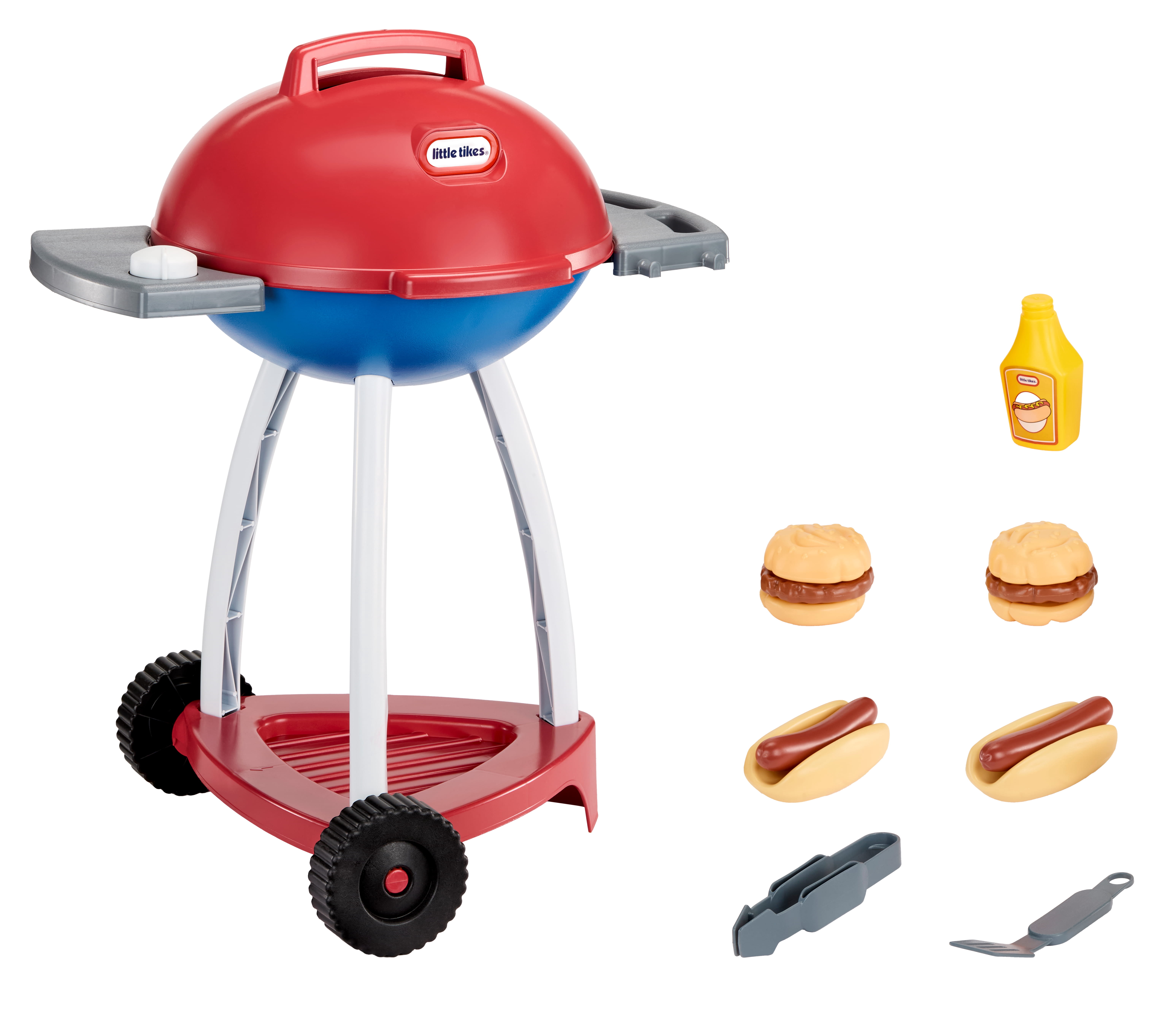 Little Tikes Sizzle & Serve Grill Interactive Cooking Playset with 14 Accessories (Red, 14-Piece Set) dt3xq