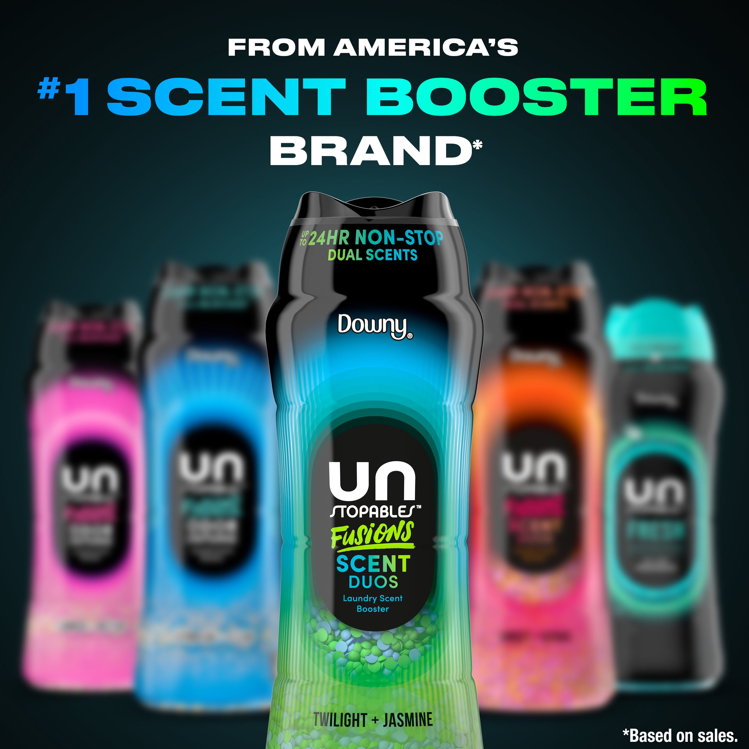 Downy Unstopables Fusions In-Wash Laundry Scent Booster Beads, Long-Lasting Twilight and Jasmine Fragrance (21.1 oz) c7nrg