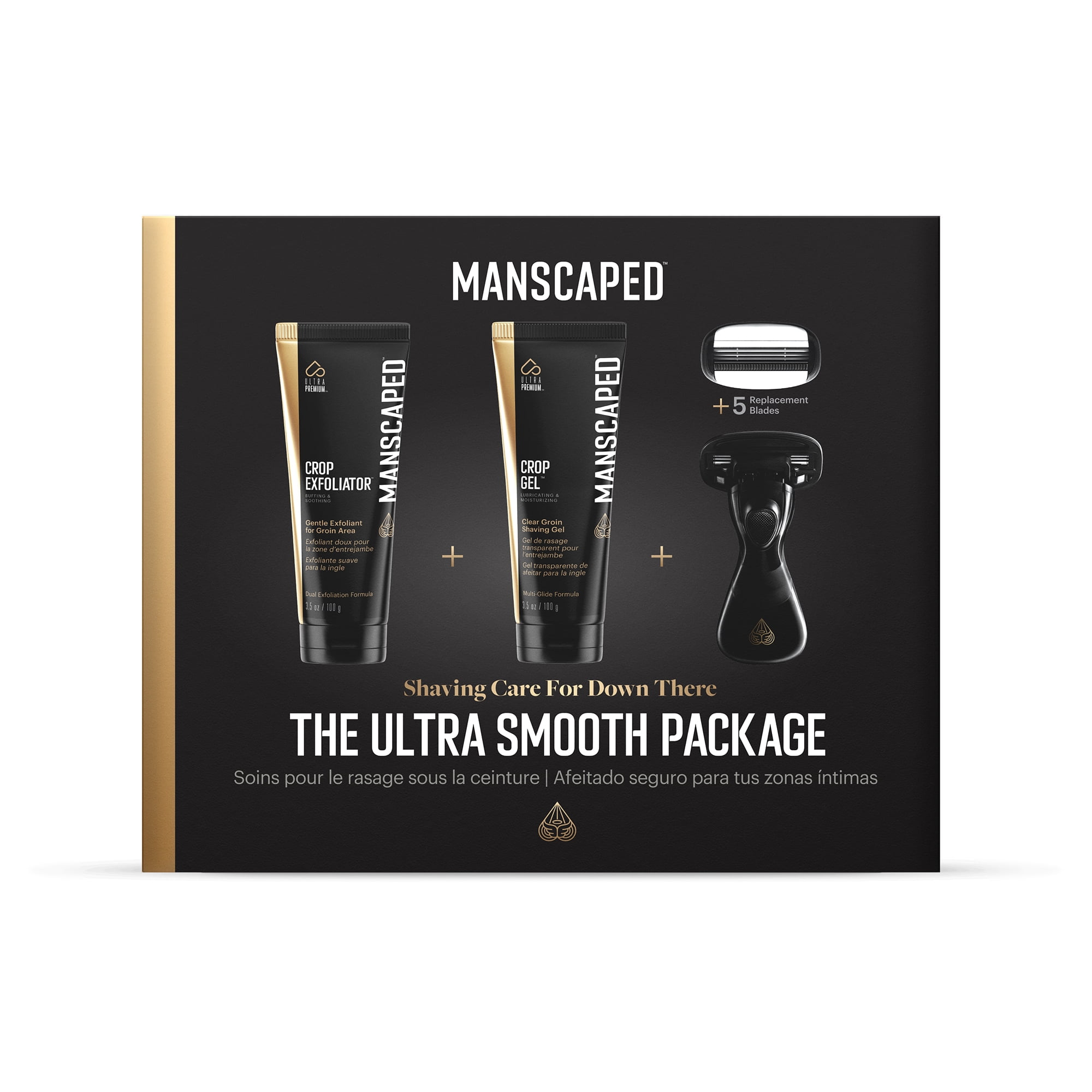 MANSCAPED The Ultra Smooth Package, Male Groin Shaving Grooming Kit (Black, 1 Pack) 82s6f