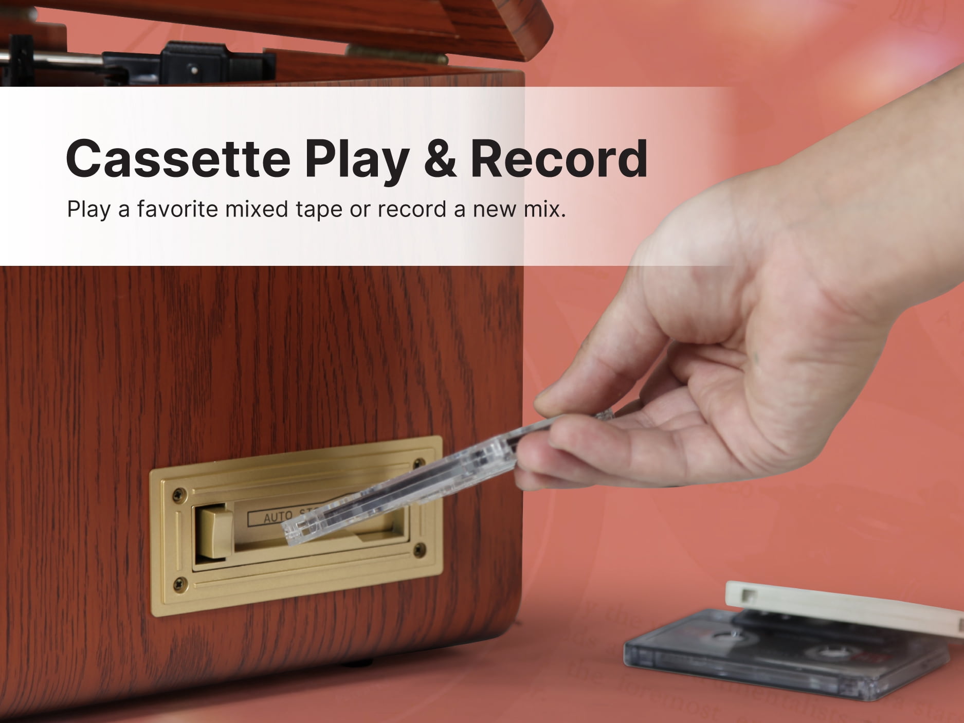 Victor 8-in-1 Music Center Record Player with Bluetooth, CD, Cassette, and AM/FM Radio (Graphite) uis0s