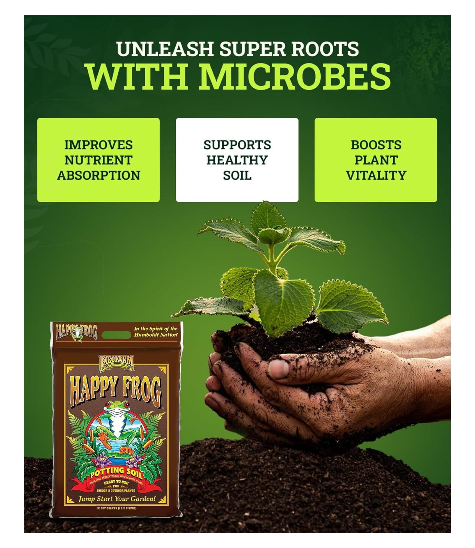 Happy Frog Potting Soil for Indoor and Outdoor Container Plants (12 qt) b24vf