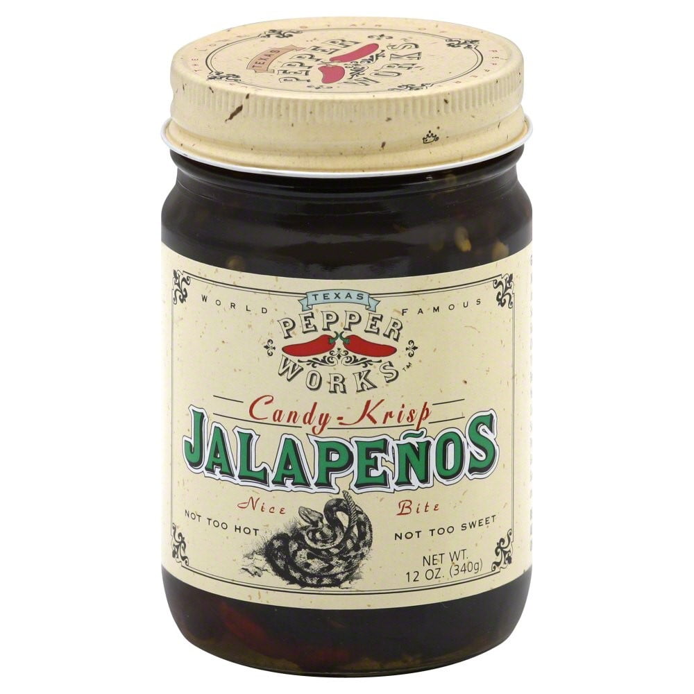 Texas Pepper Jelly Candy Krisp Jalapenos Sweet and Spicy Gourmet Peppers (12 oz) trq8p