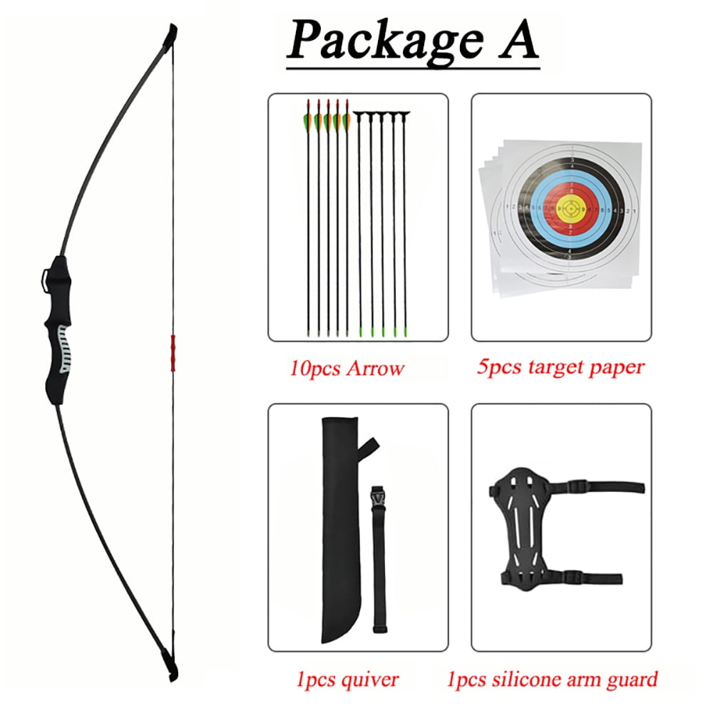Runzkzy Youth Archery Bow Set for Recreational Shooting Practice (Black, 11 Piece Kit) cv3t1
