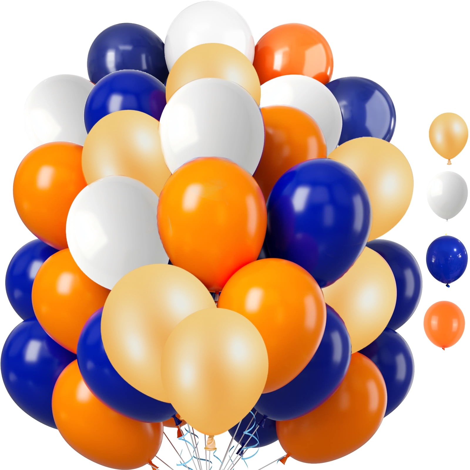 Qiameng Party Balloon Arch Kit, Navy Blue Orange White and Metallic Gold Latex Balloons for Birthday Wedding Graduation (35 Pieces, 12 in) ftvag