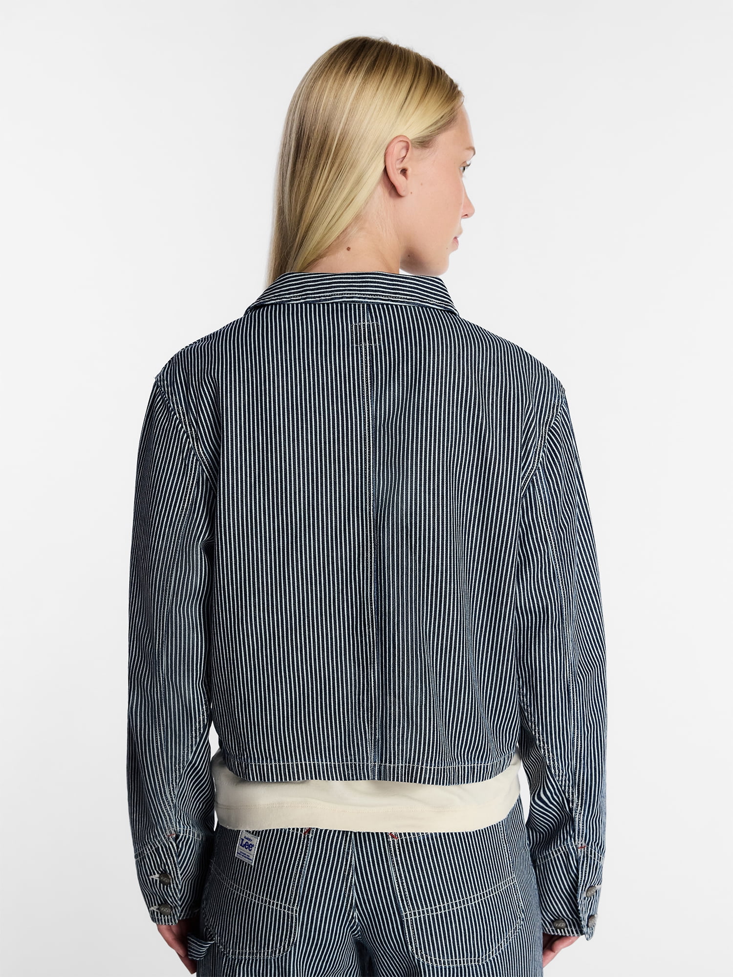 Kacey Lee Women's Cropped Chore Jacket (Classic Fit, Contrast Stripes, XS) y791b