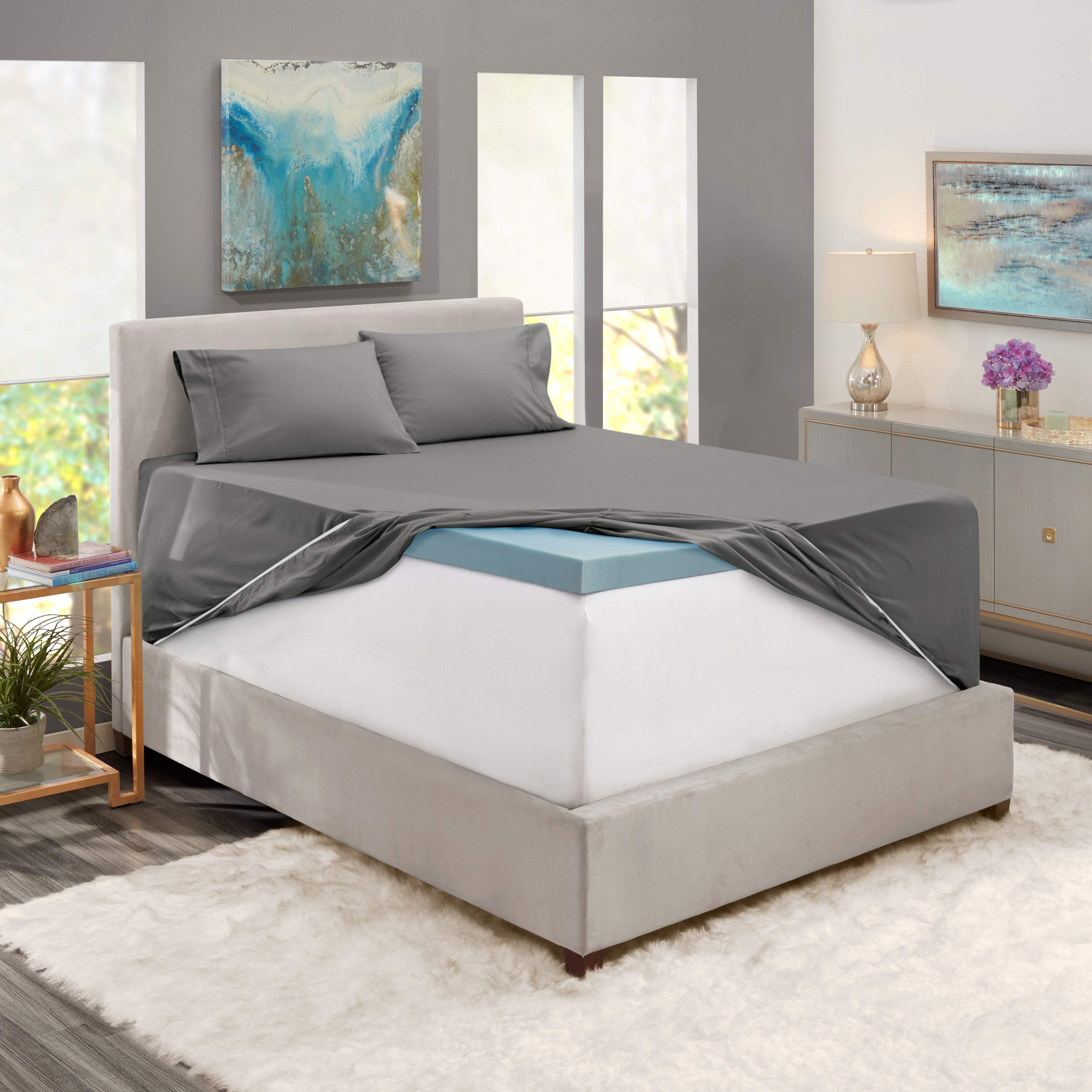 Nestl Extra Deep Pocket Queen Bed Sheet Set (Dark Gray, 6 Piece, Fits 18-24 in Mattresses) 4dk4x