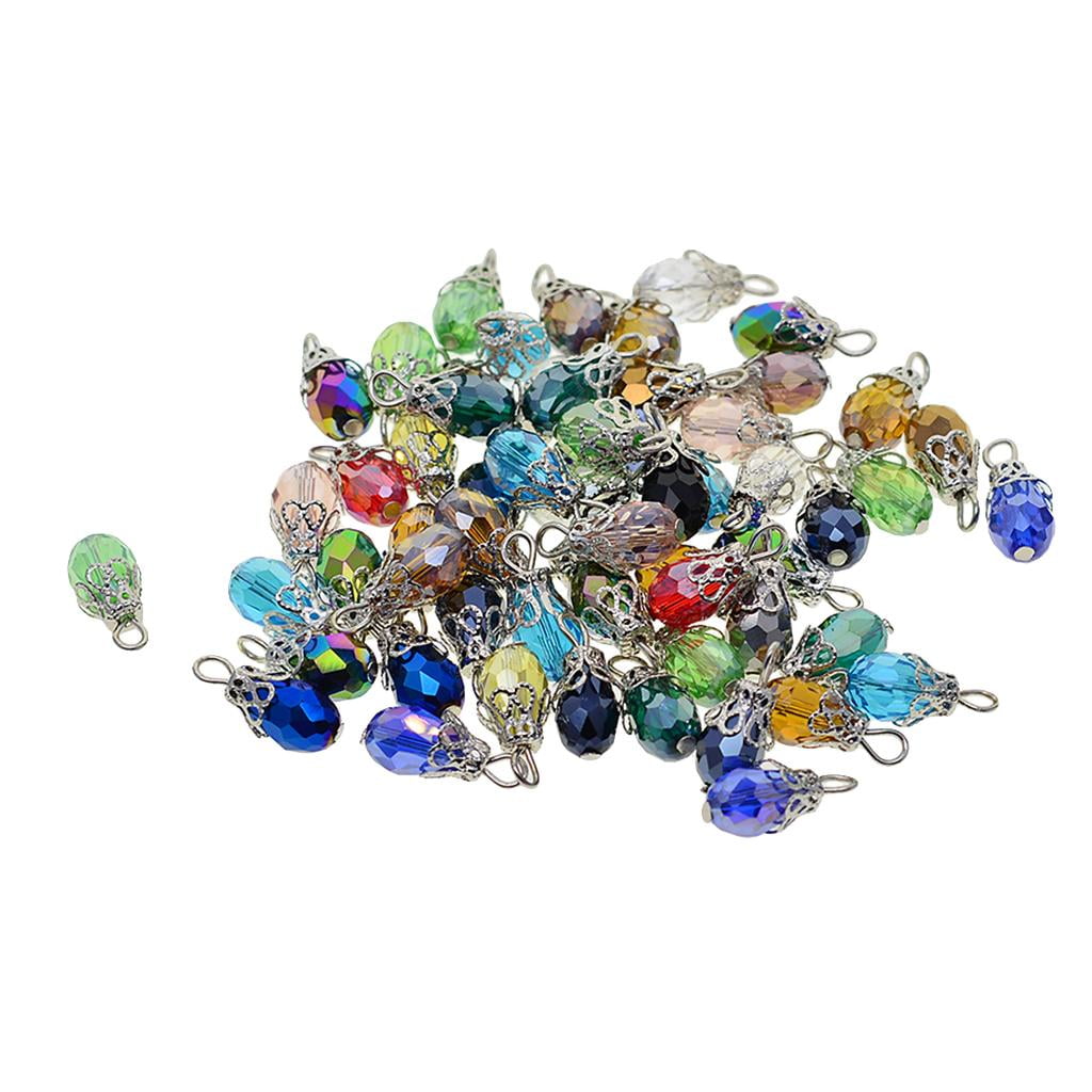 YIJU Crackle Glass Beads for Jewelry Making (Assorted Colors, 50 Pieces) 93omd