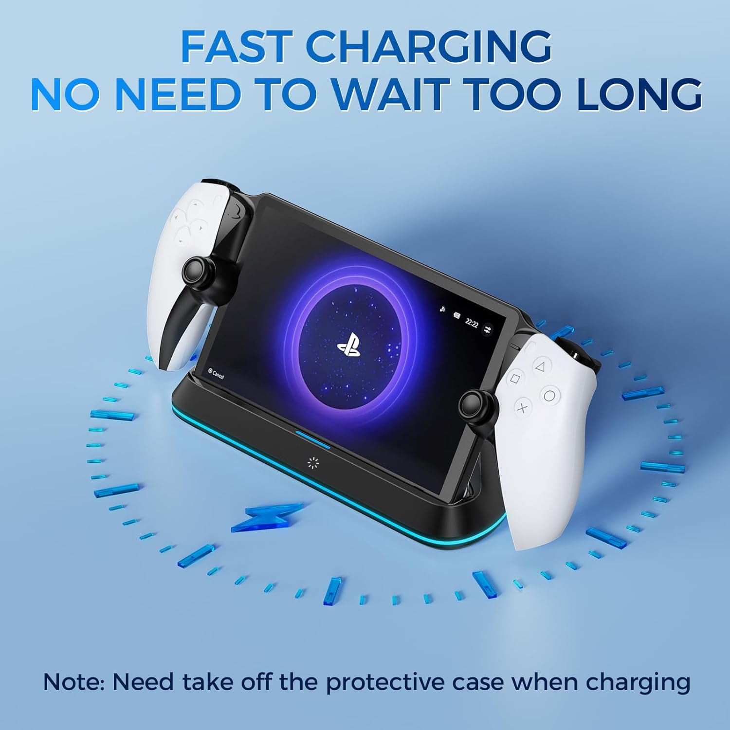 Prociv Charging Stand for PlayStation Portal, RGB Light Docking Station with Pogo Pin Adapter and 30-Degree Viewing Angle (Black, 1 Pack) zfkt8