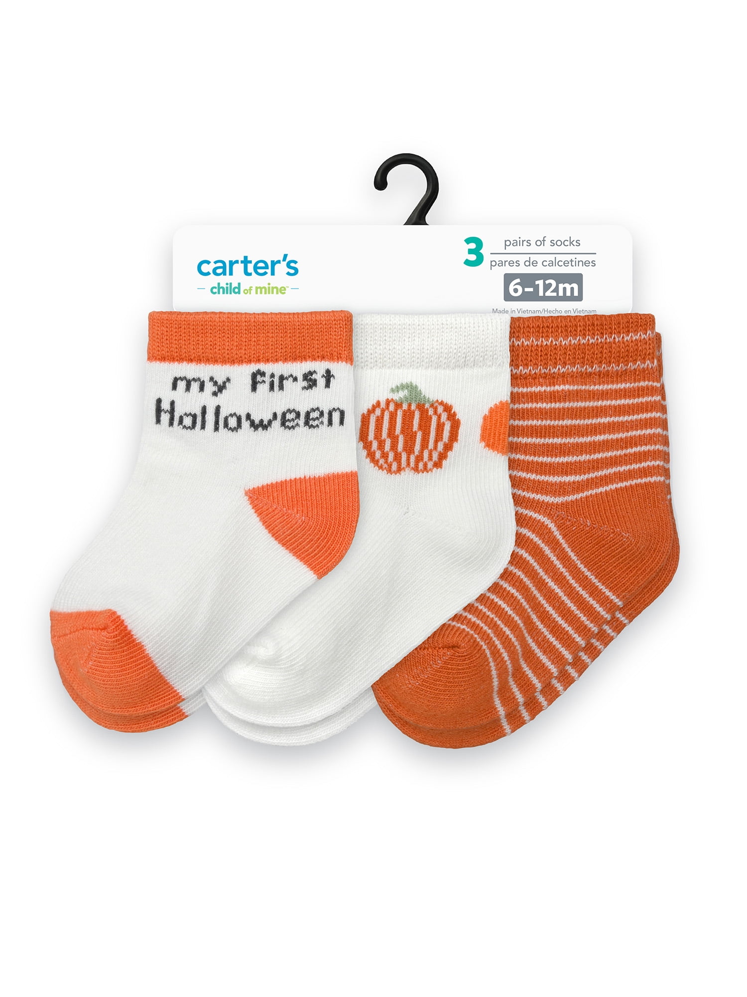 Carter's Child of Mine Infant Unisex Crew Socks Fall Themed Soft Cotton Blend (Multi-Color, 3 Pack, 0-6 Months) cr93t