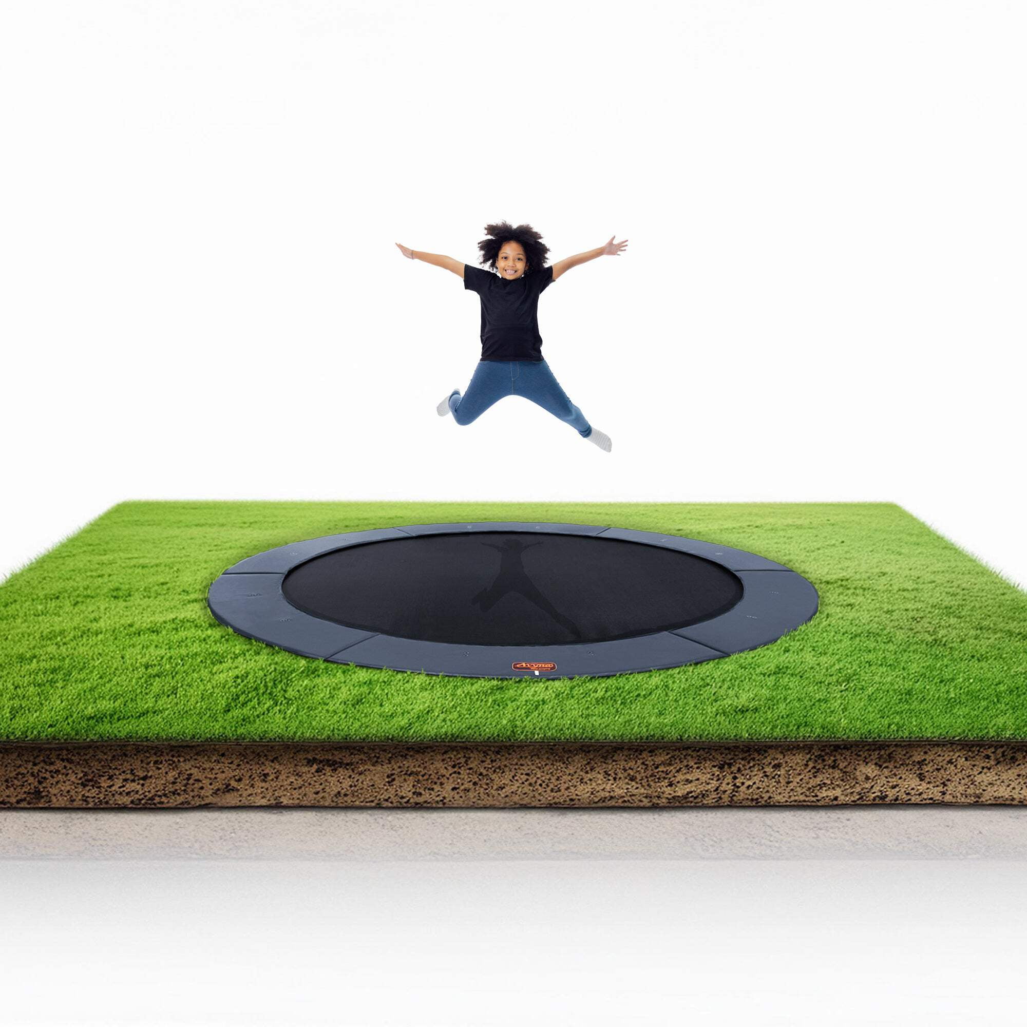 Avyna Pro-Line In-Ground Trampoline, Heavy-Duty Round Jumping System with Safety Pad (Grey, 14 ft) x8jqk