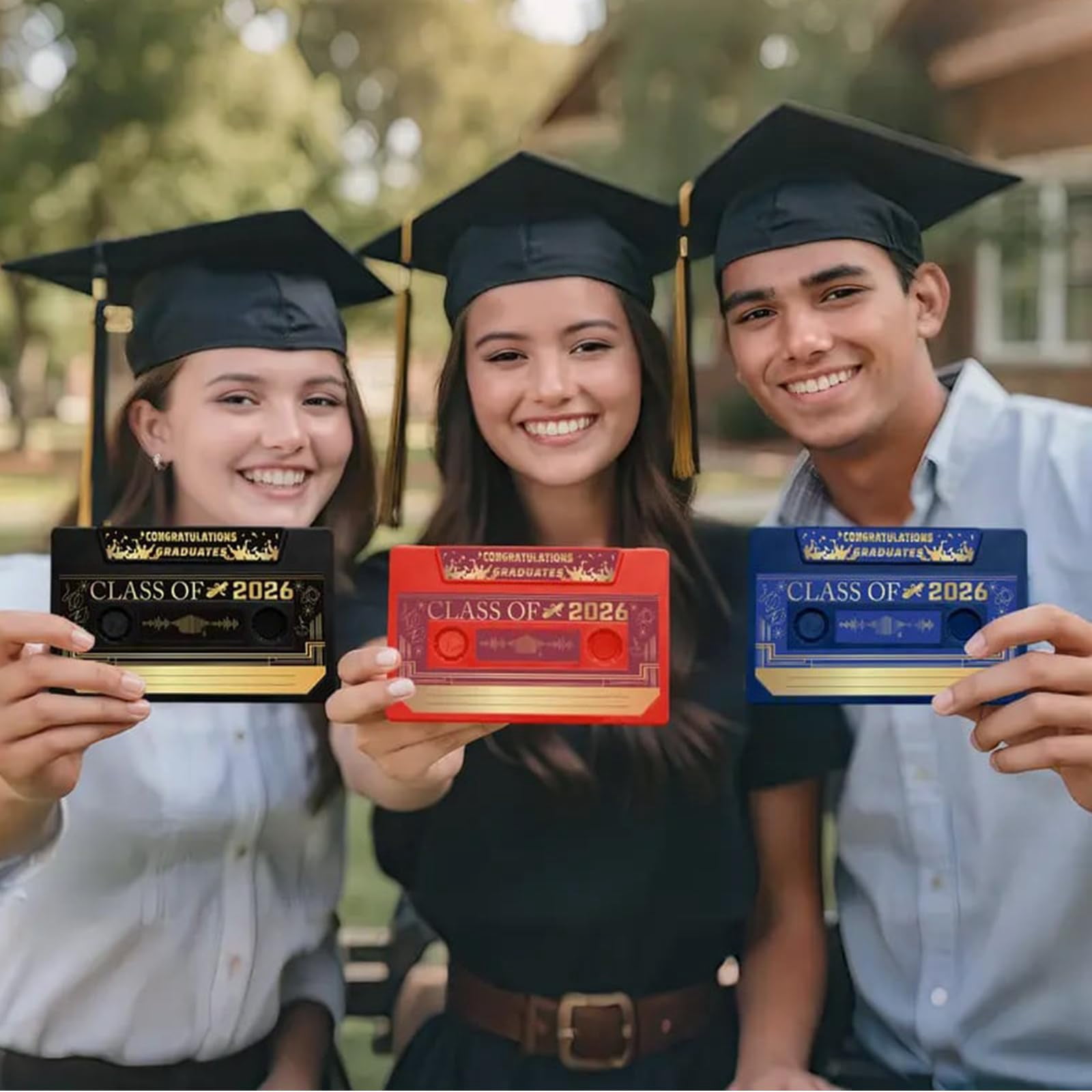 Fonma Class of 2026 Voice Recordable Graduation Keepsake, Retro Cassette Tape Audio Guest Book (300 Seconds Recording) d3ctn