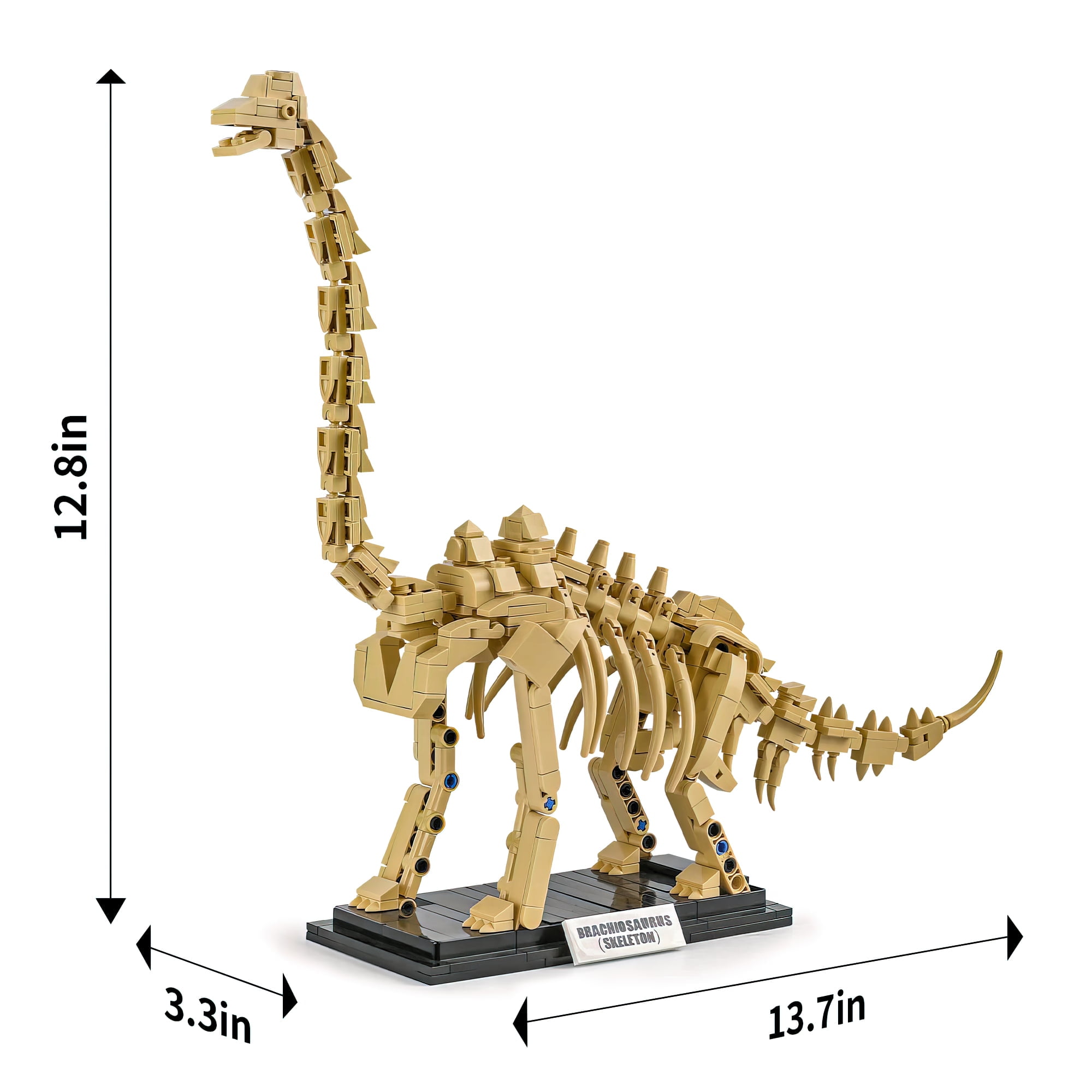 MACTANO Diplodocus Dinosaur Fossil Building Block Set (Beige, 501 Pieces) h1t4r
