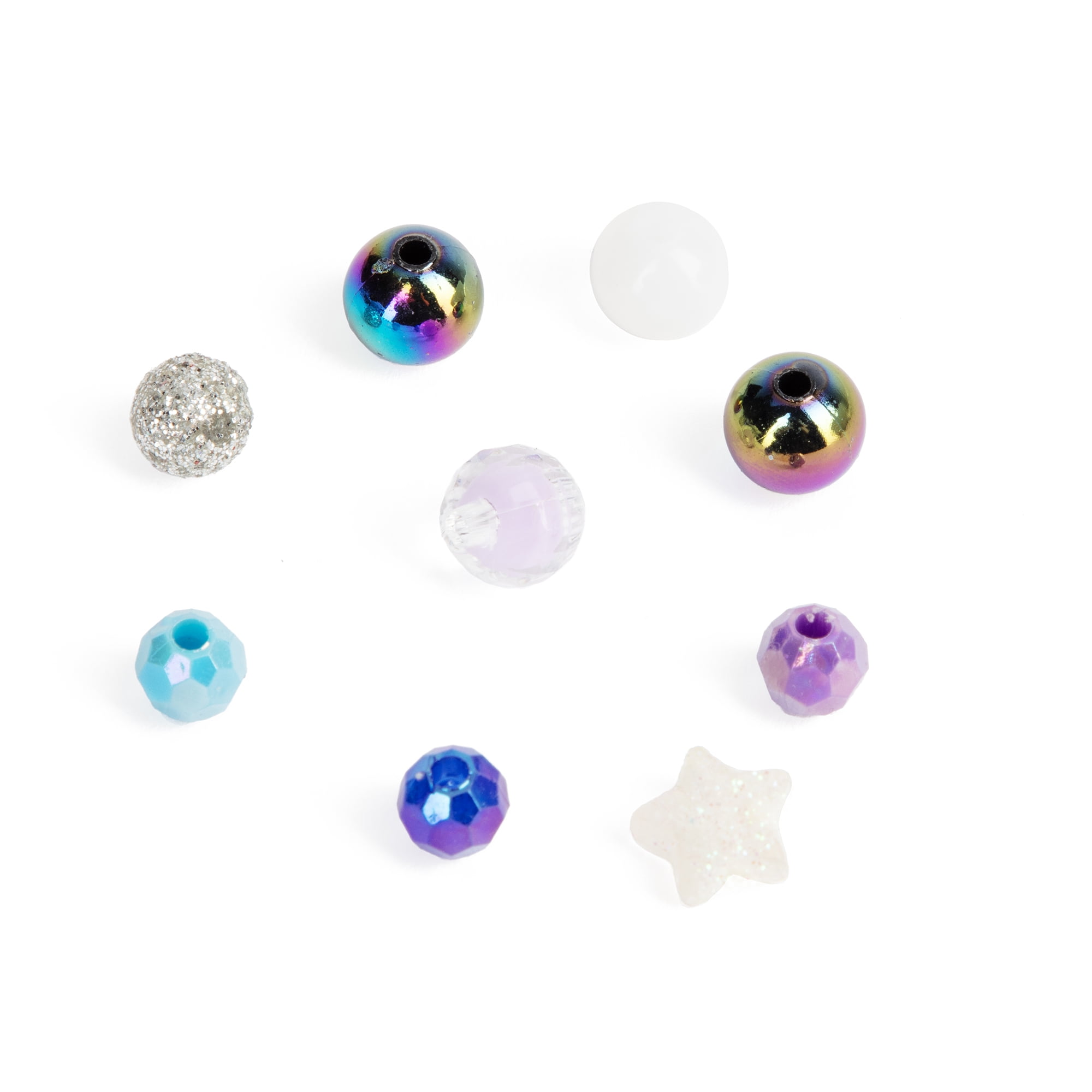 CousinDIY Galaxy Bead Mix, Iridescent Acrylic Craft Beads for Jewelry Making (Black and Purple, 5.1 oz) 5mcrg